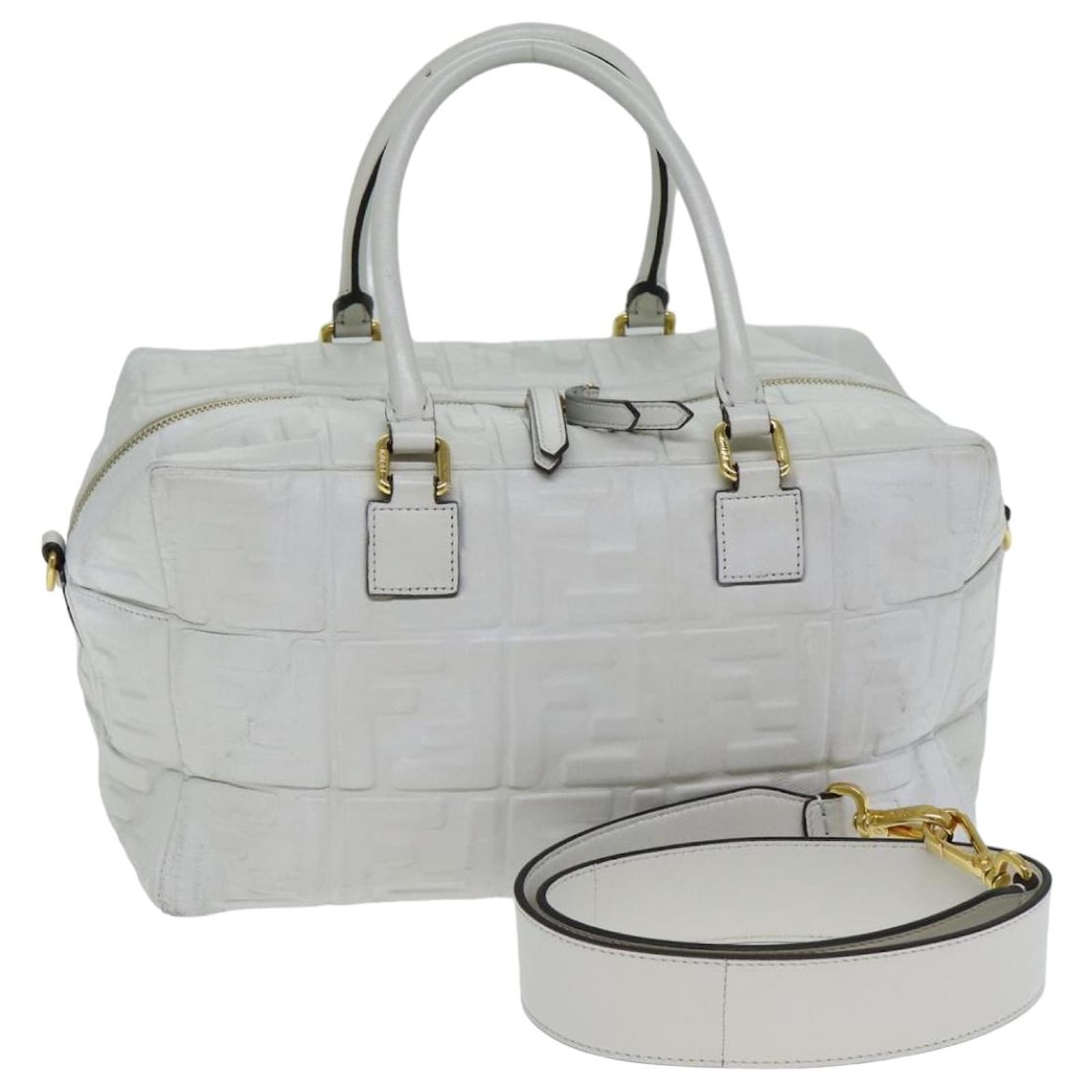 FENDI Zucca Canvas Hand Bag Leather 2way White Auth bs15482 ref.1441562 -  Joli Closet