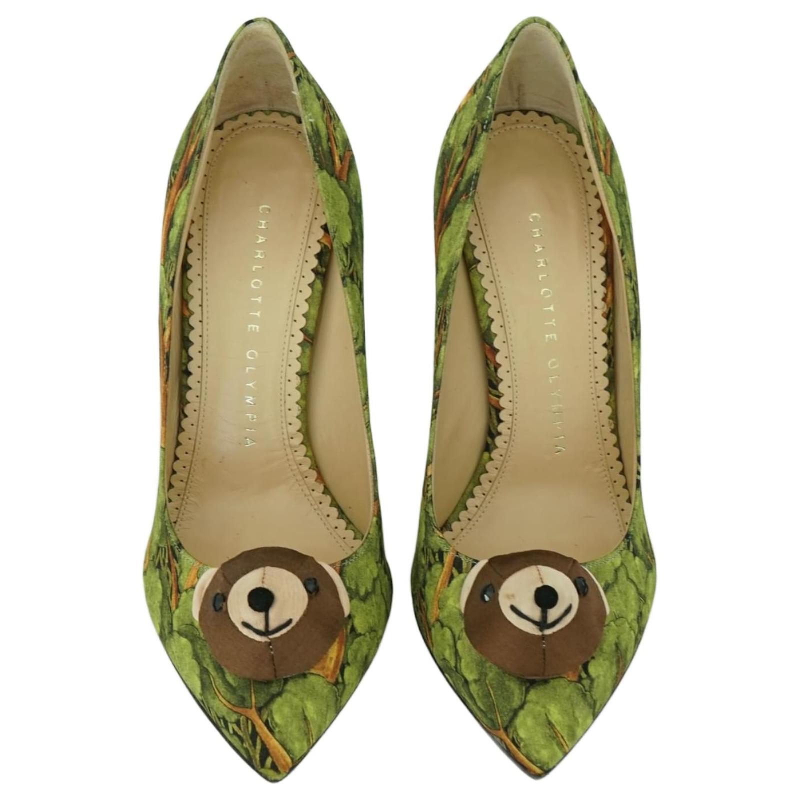 CHARLOTTE OLYMPIA キティフラットシューズ ベルベットネイビー