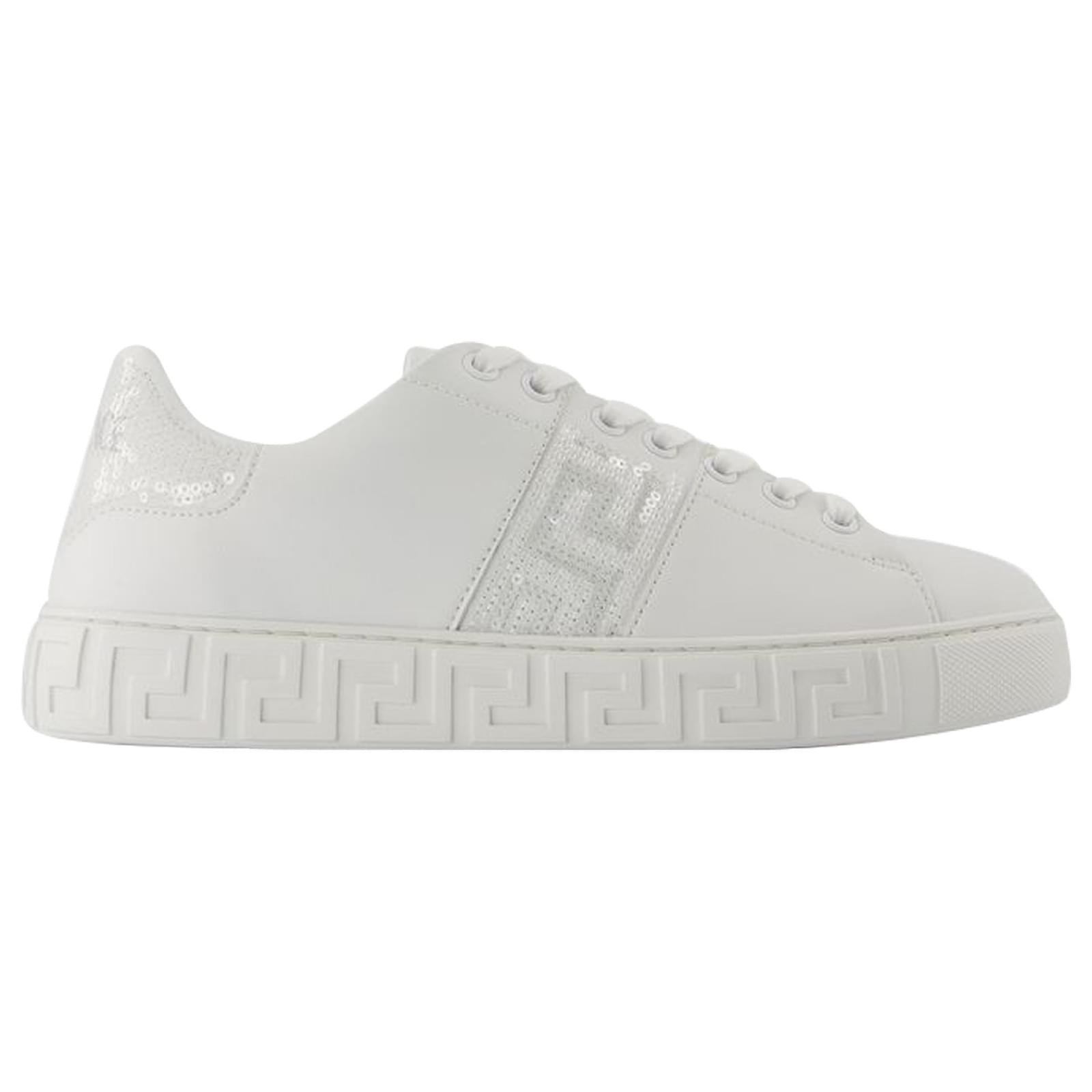 スニーカー VERSACE Sneakers - Versace - Cotton - White Speedtrack Sneakers White,Print | VERSACE US