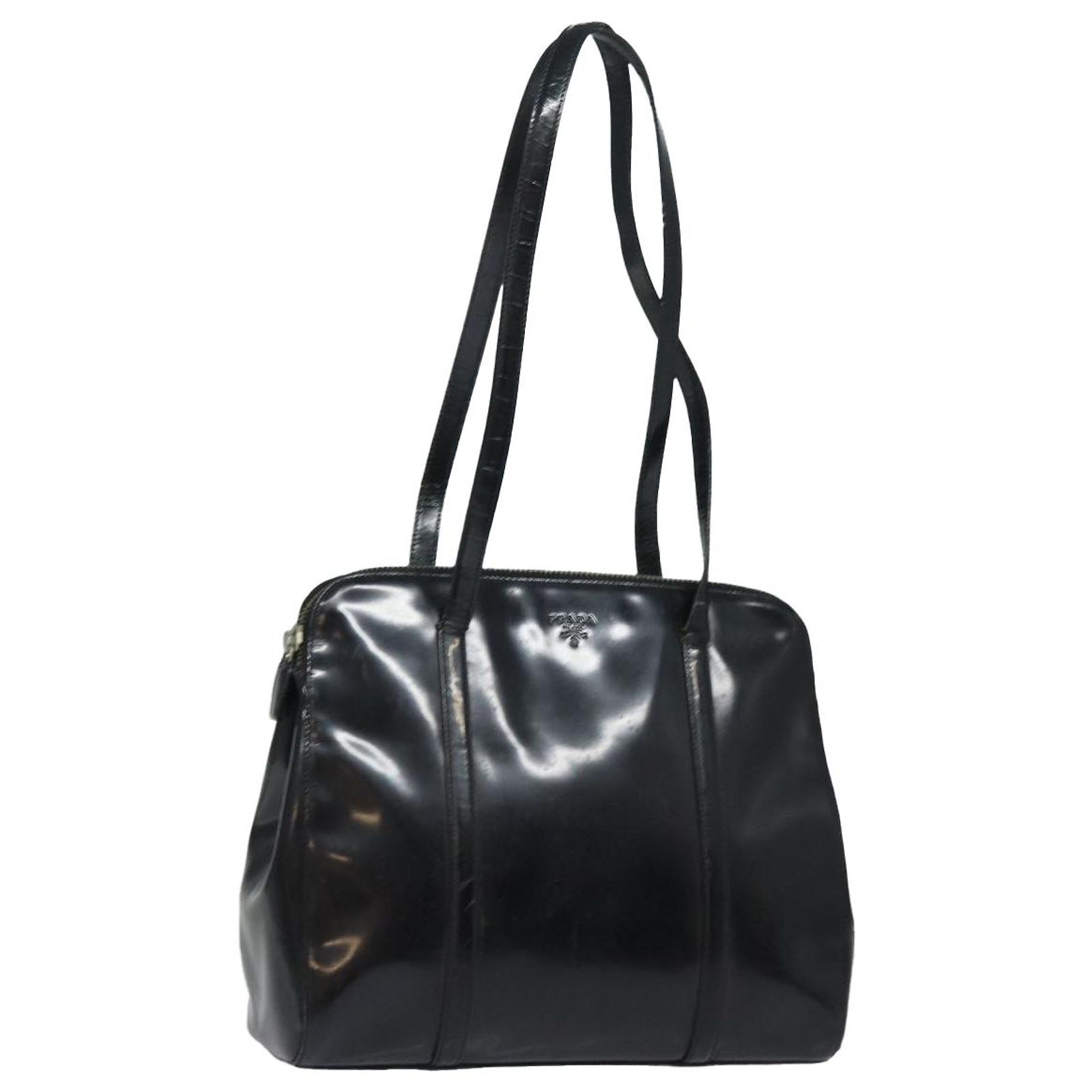PRADA Tote Bag Enamel Black Auth 79302 ref.JC1443092 (Sold) - Joli 