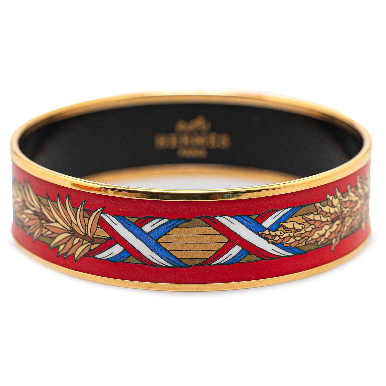 Hermes Flag Enamel Bracelet Red Hermès Wide Enamel French Flag Bangle 62  Costume Bracelet