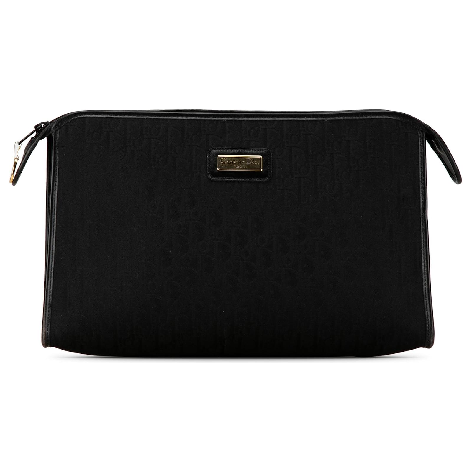 Black Dior Oblique Canvas Clutch Leather ref.1443830 Joli Closet