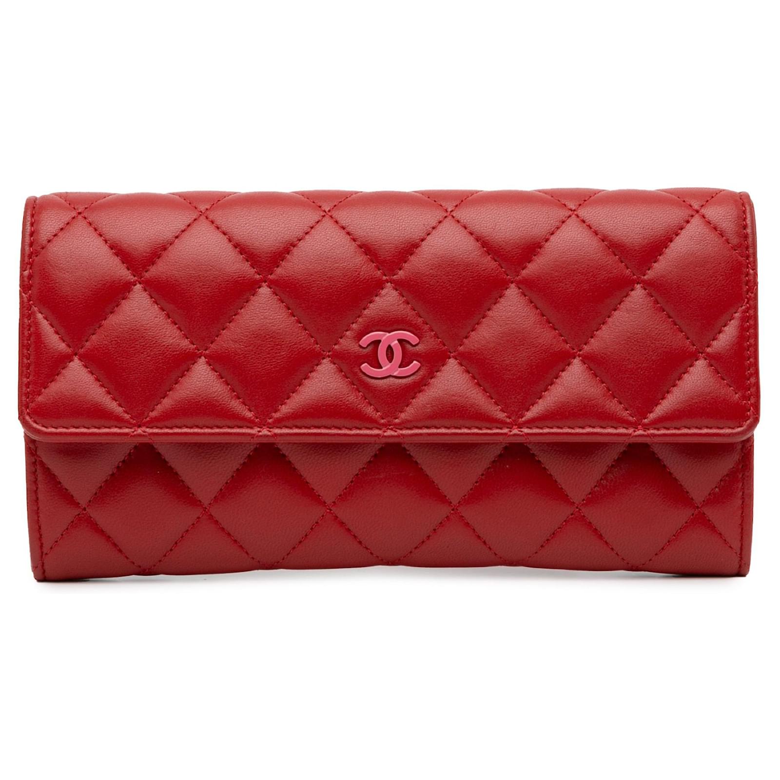 Chanel red continental long hotsell wallet