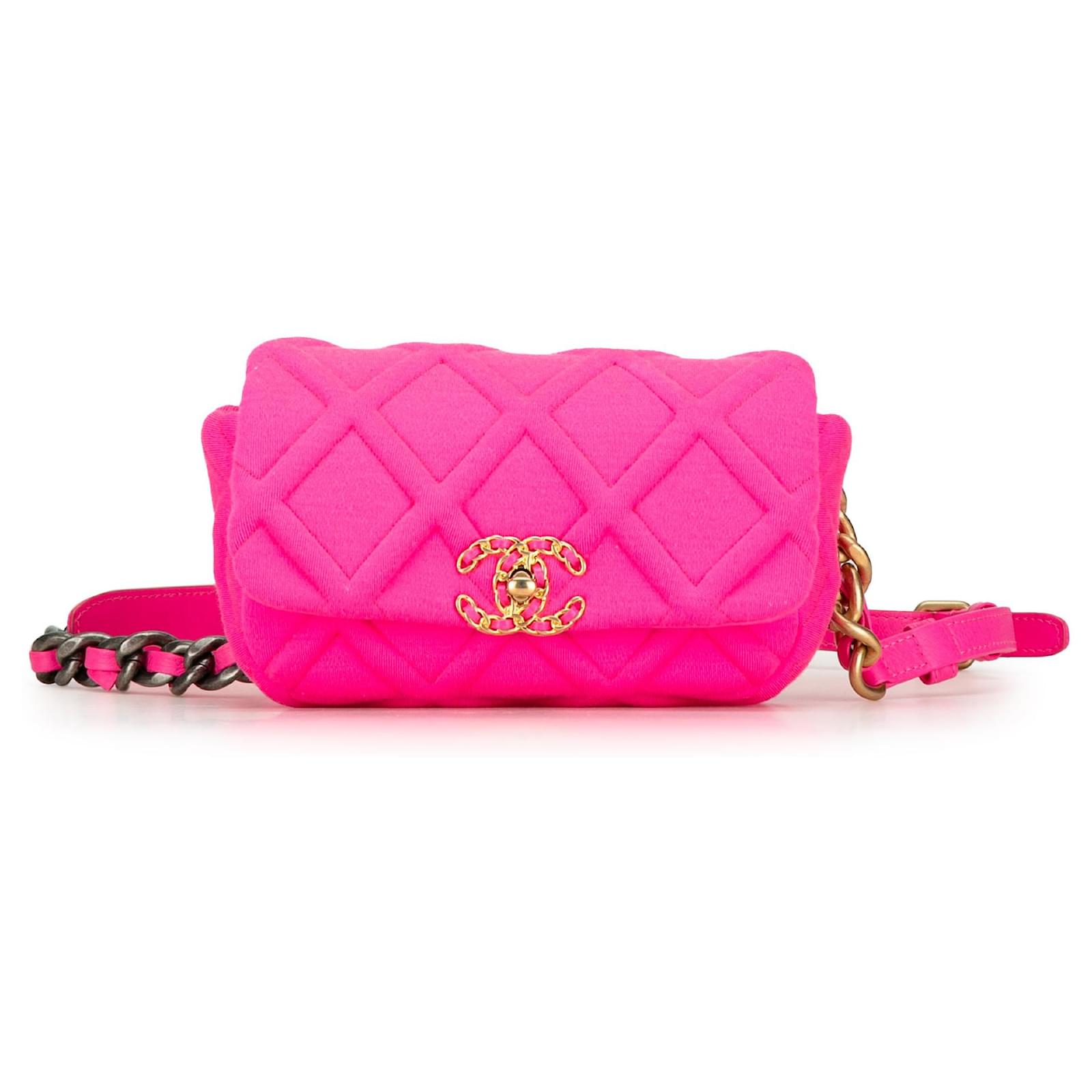 Pink Chanel Quilted Jersey 19 Belt Bag Cloth ref.1444553 Joli Closet