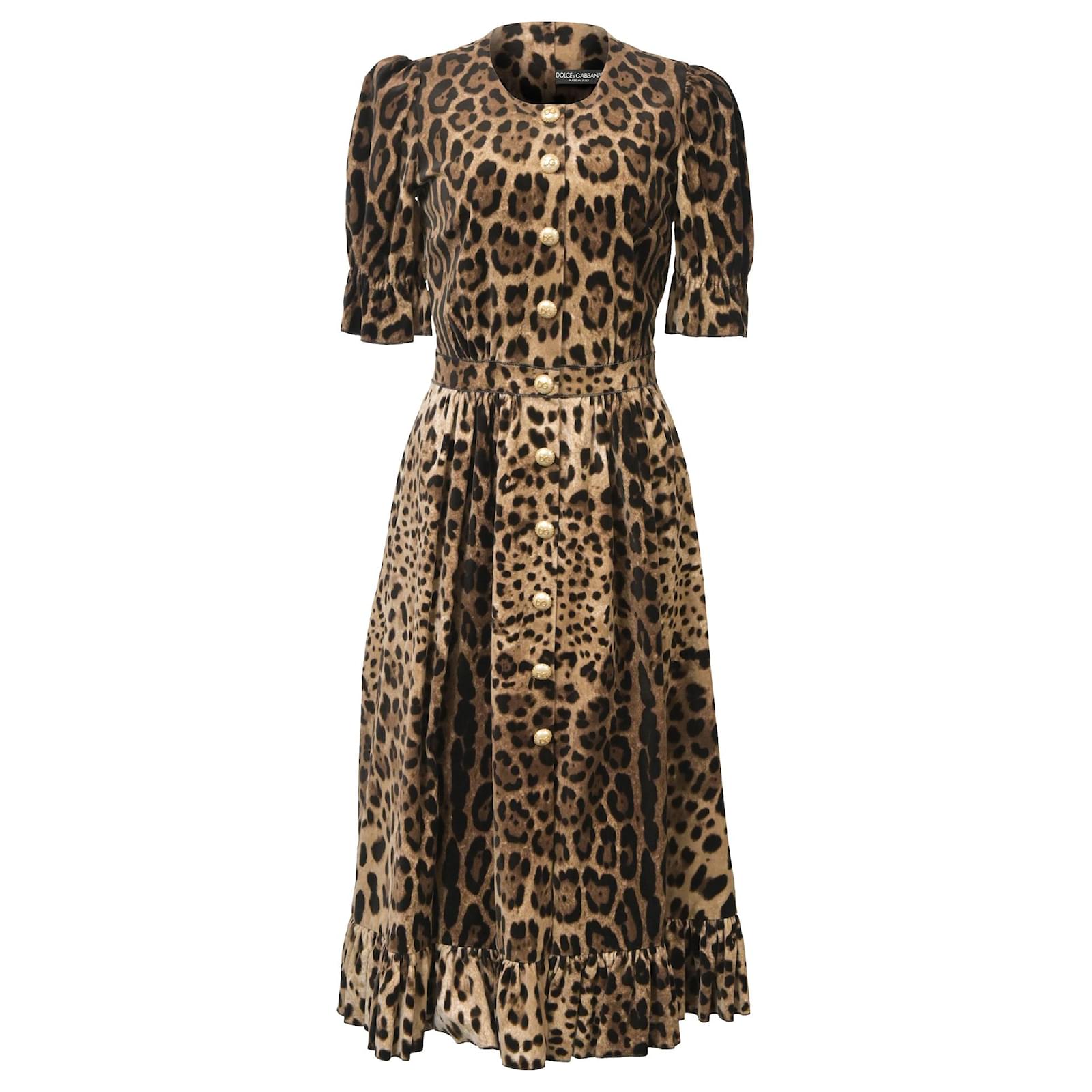 Dolce And Gabbana Giraffe Print Dress Dolce Gabbana Ruffle-Trim A