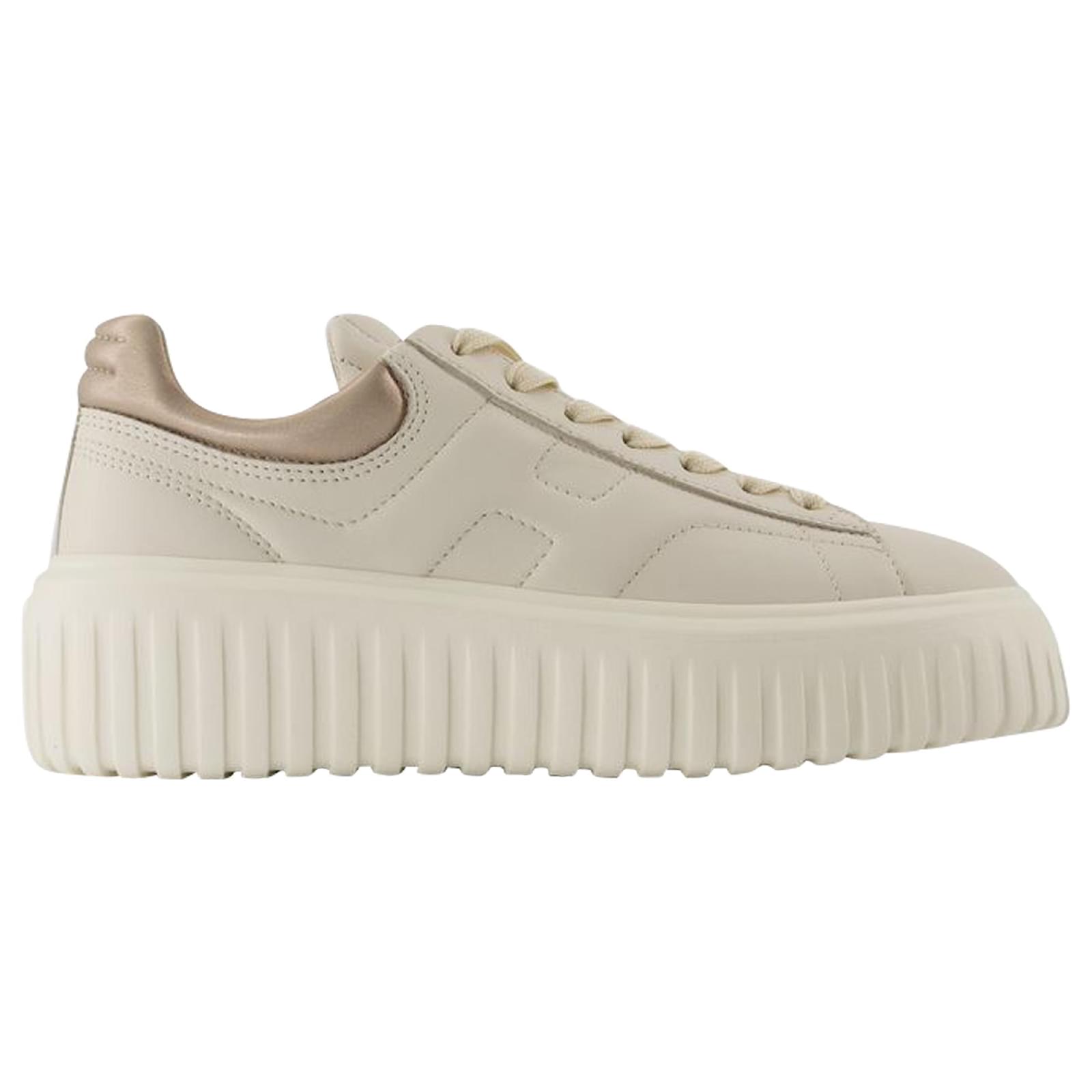 Sneakers H Stripes Hogan Pelle Beige Marrone Vitello simile a un vitello ref.1444764 Joli Closet