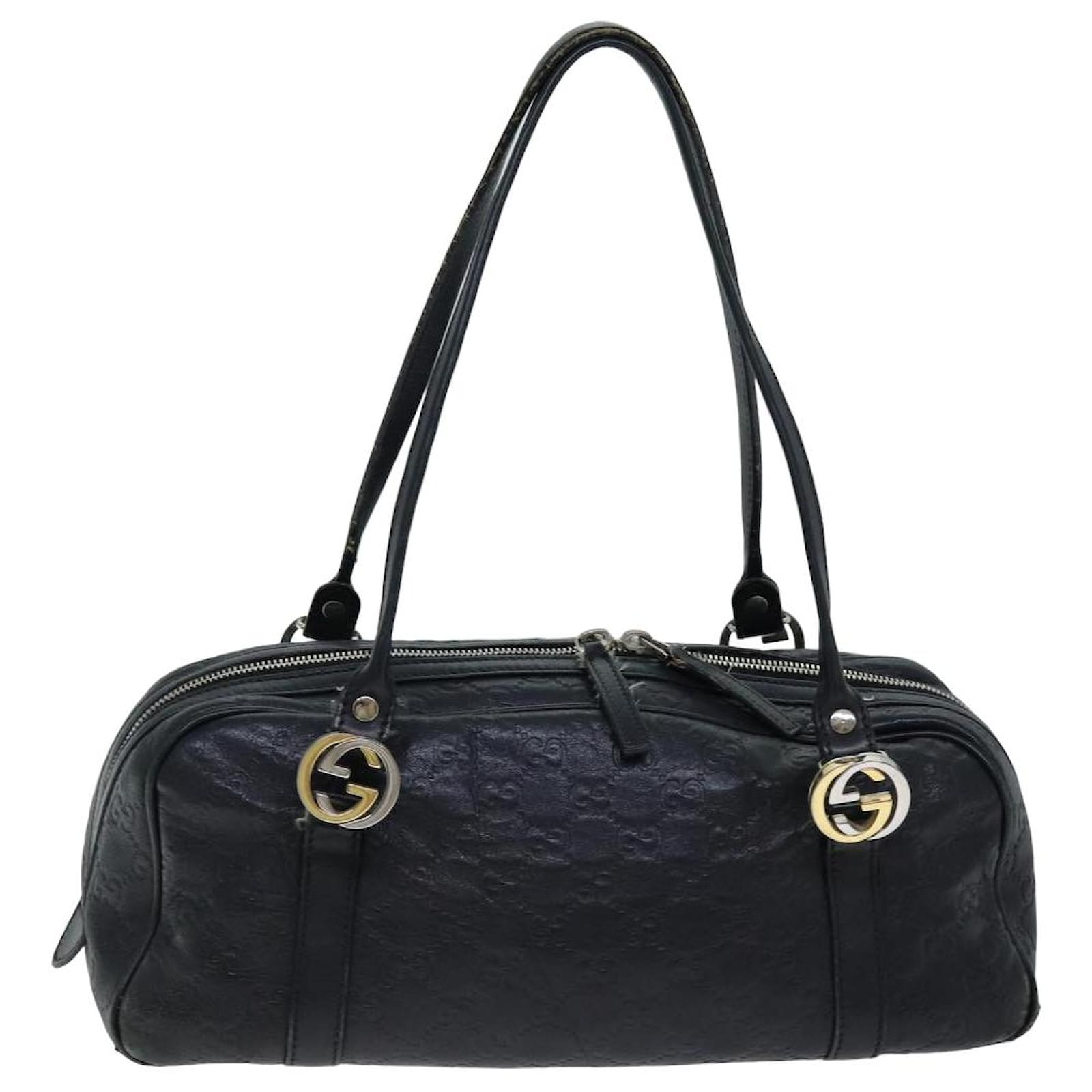 GUCCI GG Canvas Guccissima Shoulder Bag Black 232958 Auth 78490