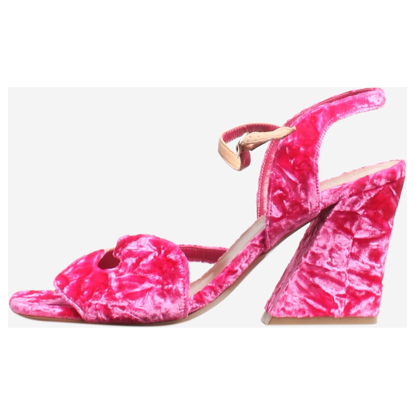 Dries Van Noten Pink velvet sandal heels - size EU 40 ref