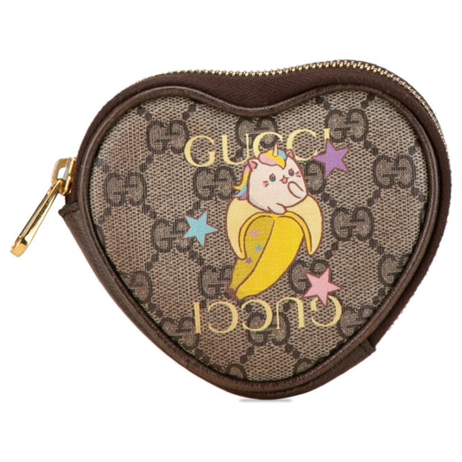 Monedero Gucci GG Supreme Arcoiris Estrella Corazon Castano Beige Cuero ref.1446215 Joli Closet