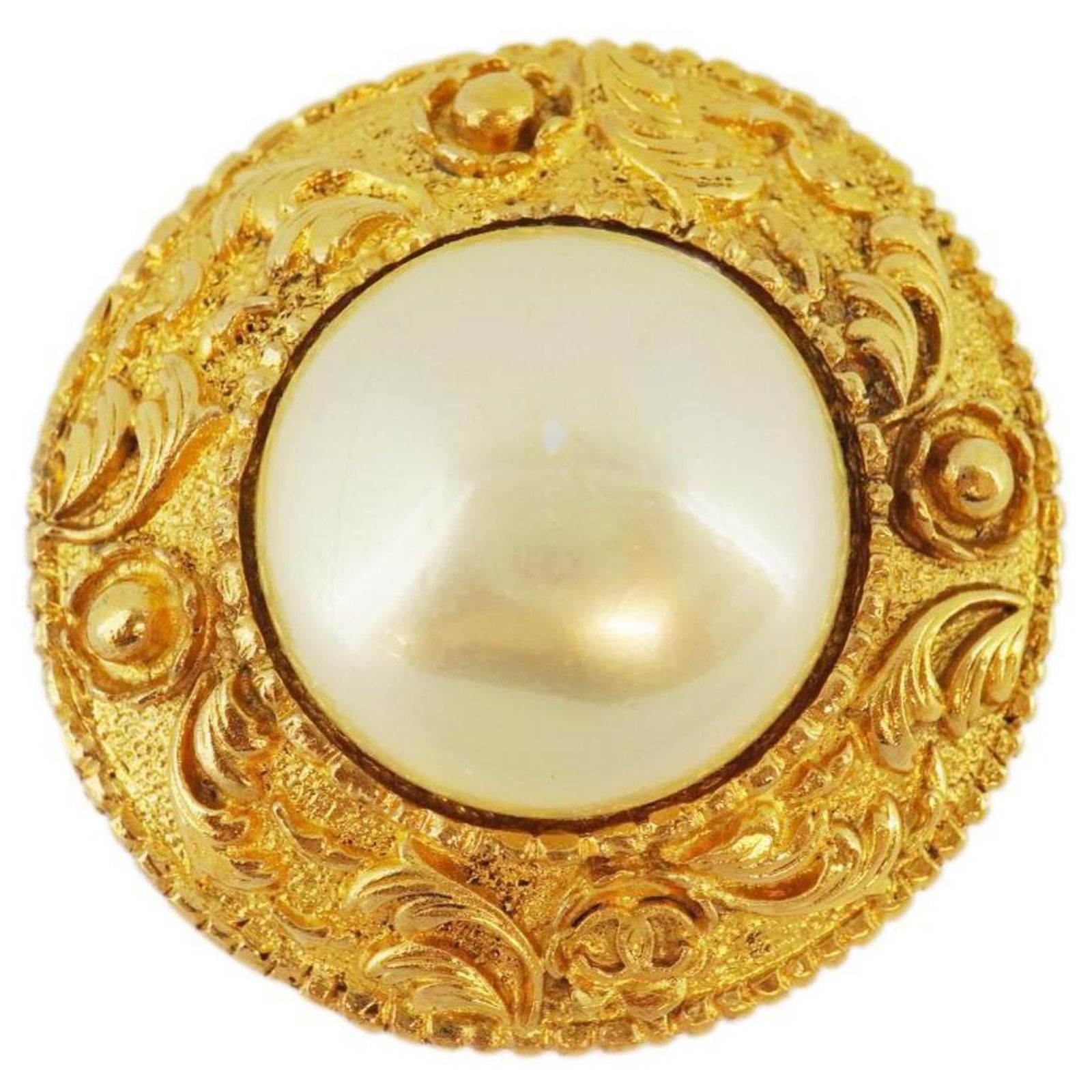 Broche Vintage En Plaqué Or Avec Perle - Bijou Ancien Élégant - Occasion