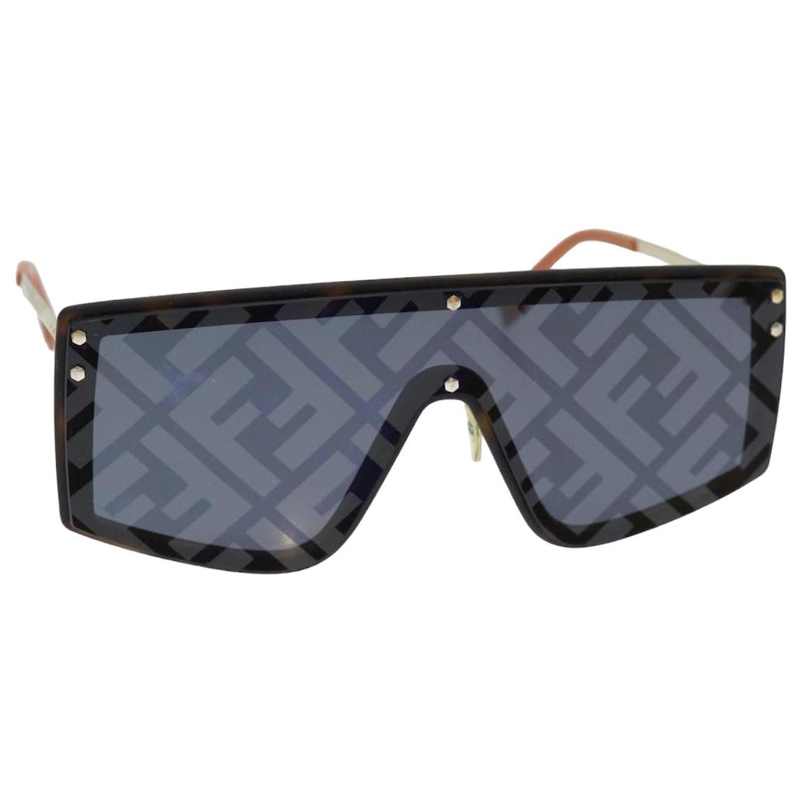 FENDI Zucca Canvas Sunglasses Black Auth 77748