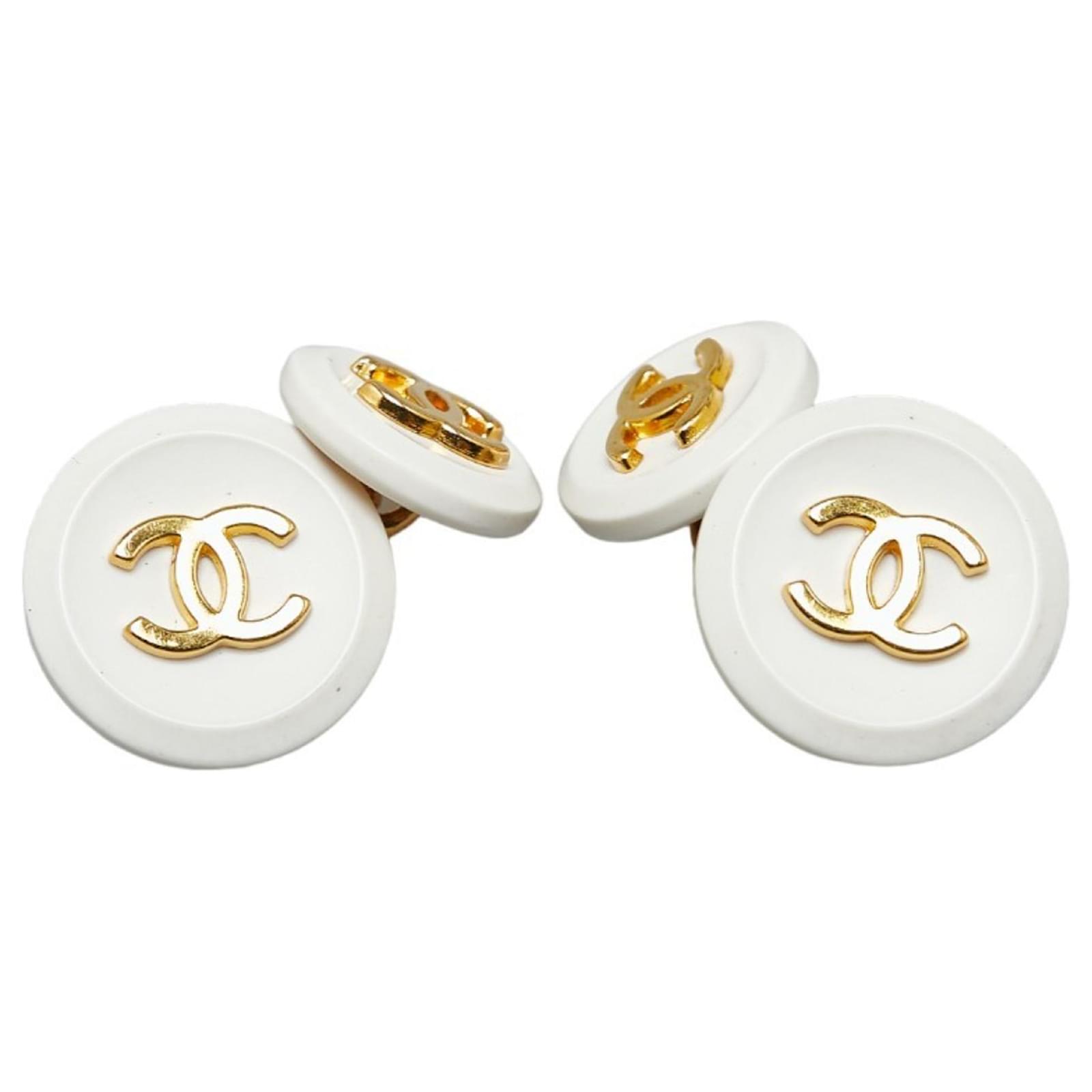 Timeless Chanel Coco Mark Vintage Cufflinks in White Gold Plated Golden ref.1447510 Joli Closet