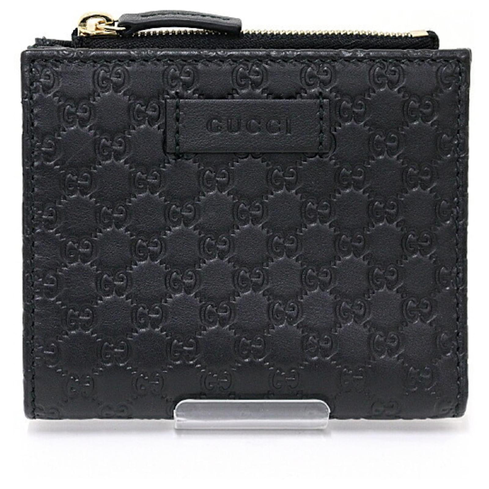 Gucci 510318 Women's Leather Bi-Fold Wallet Black Pink White