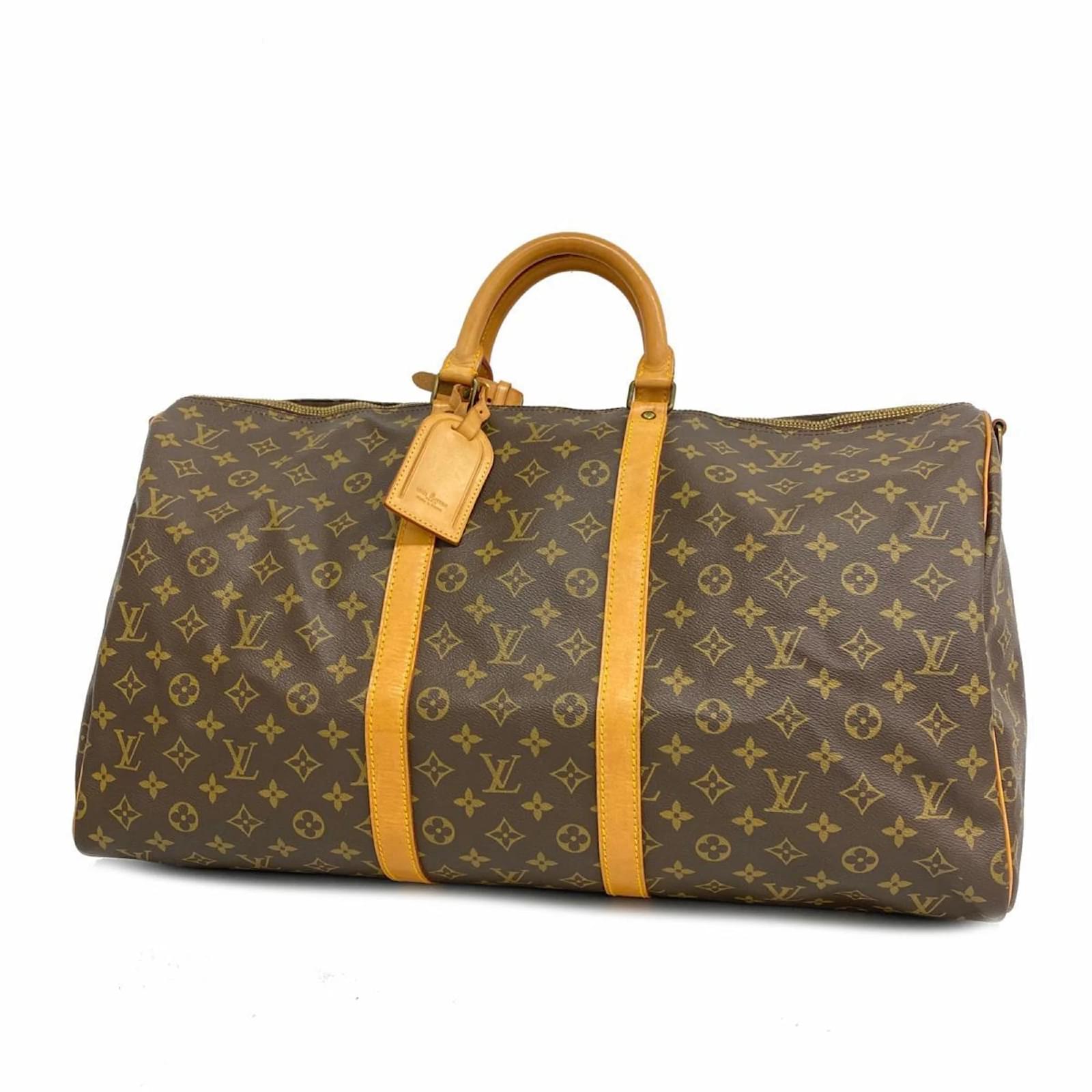 Louis Vuitton Monogram Keepall Bandoulière 55 Braun Lackleder ref 