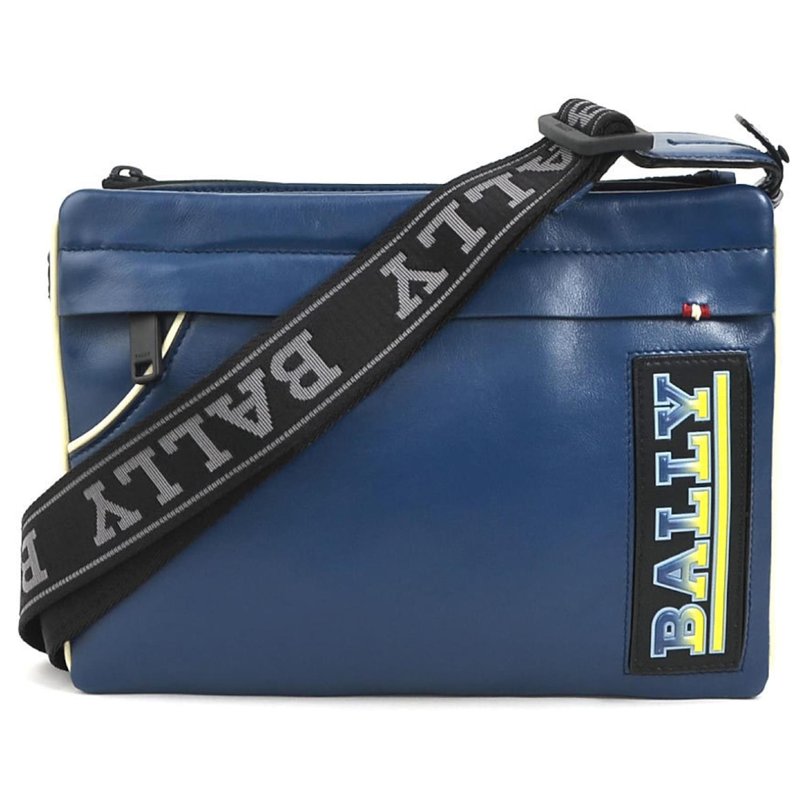 BALLY 青レザー ショルダーバッグ 人気定番，お買い得 BALLY◇ショルダーバッグ/レザー/NVY/無地