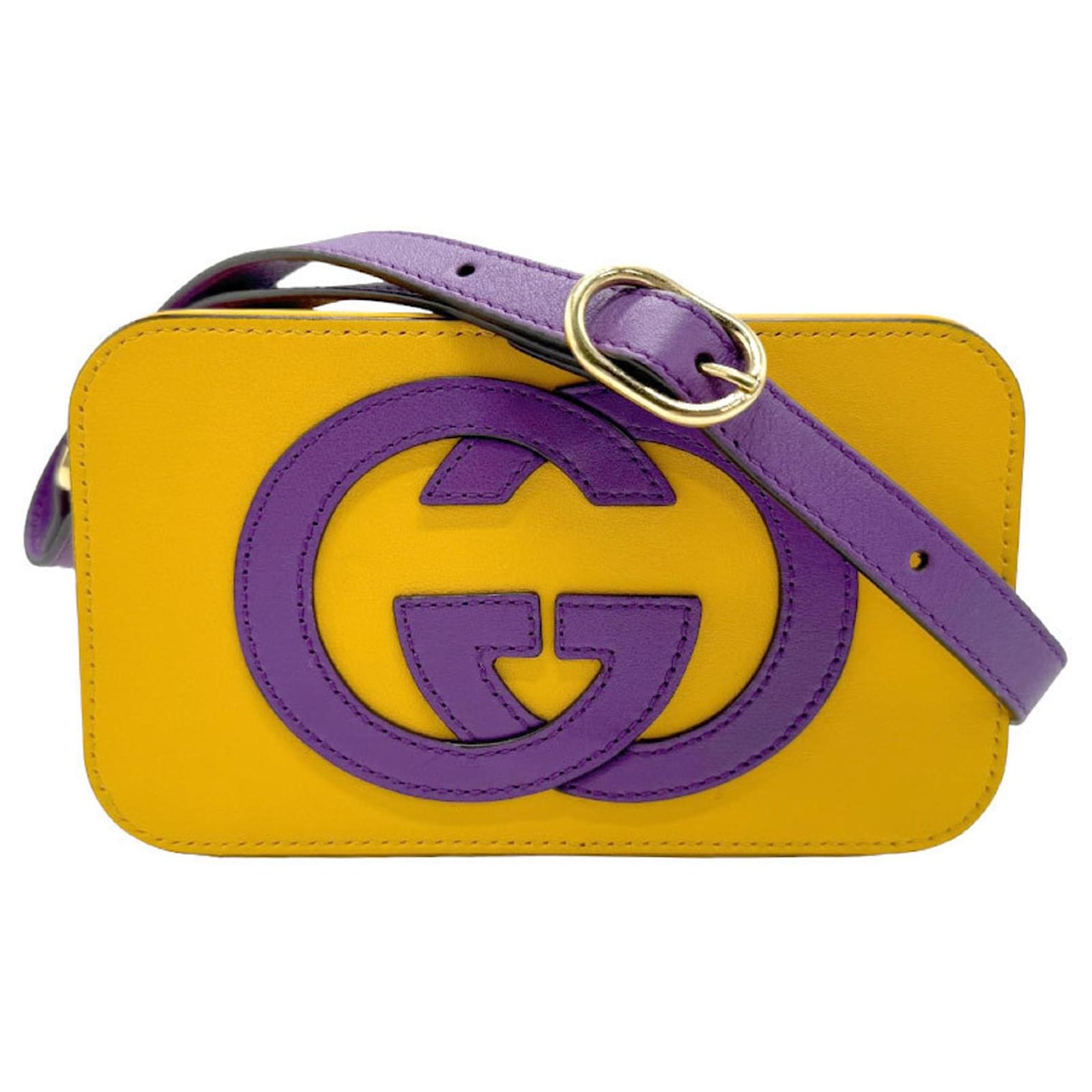 Gucci Interlocking G Leather Shoulder Bag Orange Purple ref