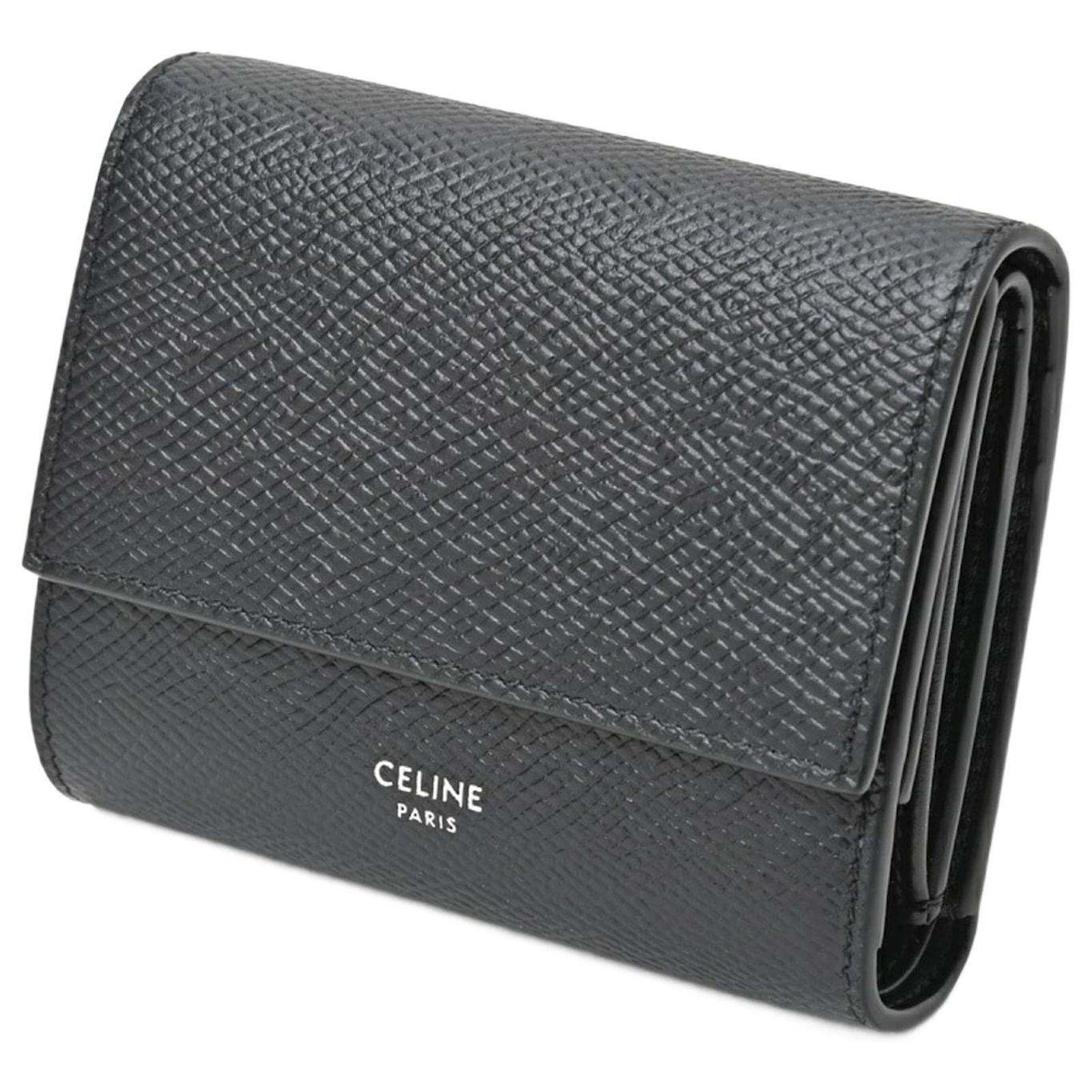 Céline Celine Small Trifold Wallet Black Leather ref.JC1448686 
