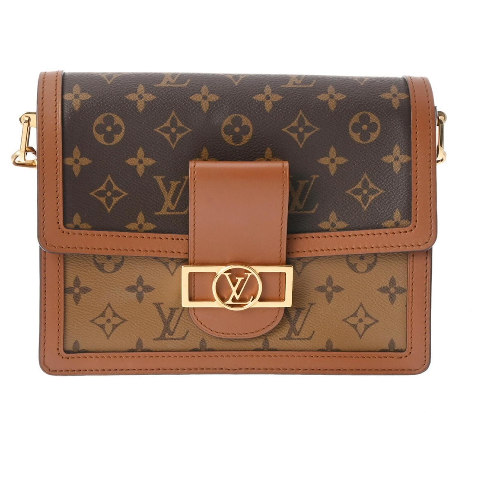 Dauphine MM Schultertasche Monogramm Reverse Louis Vuitton Braun 