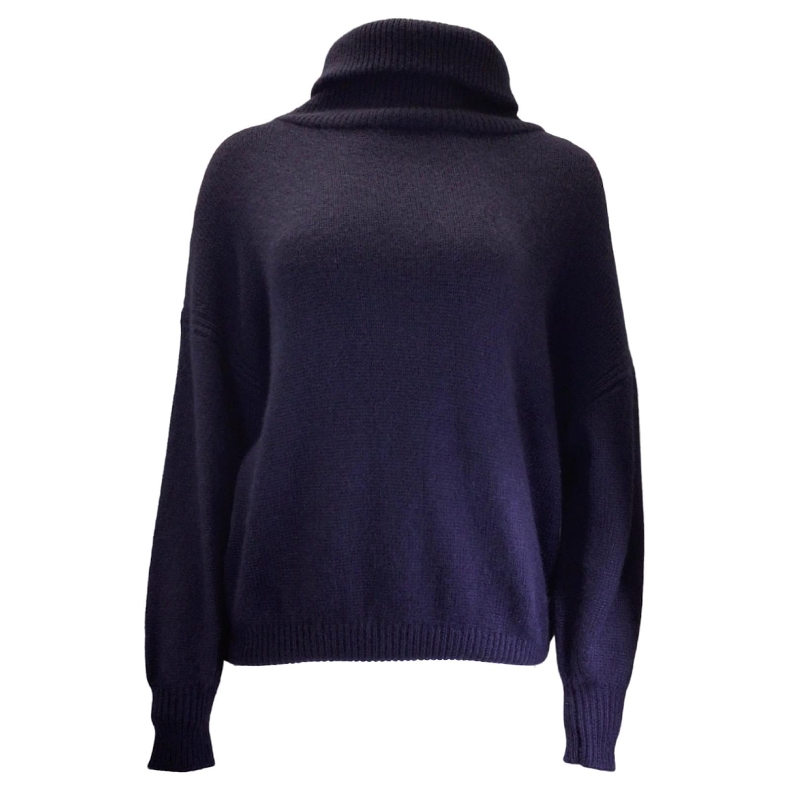 Hermès Hermes Navy Blue Long Sleeved Cashmere and Mohair Knit 