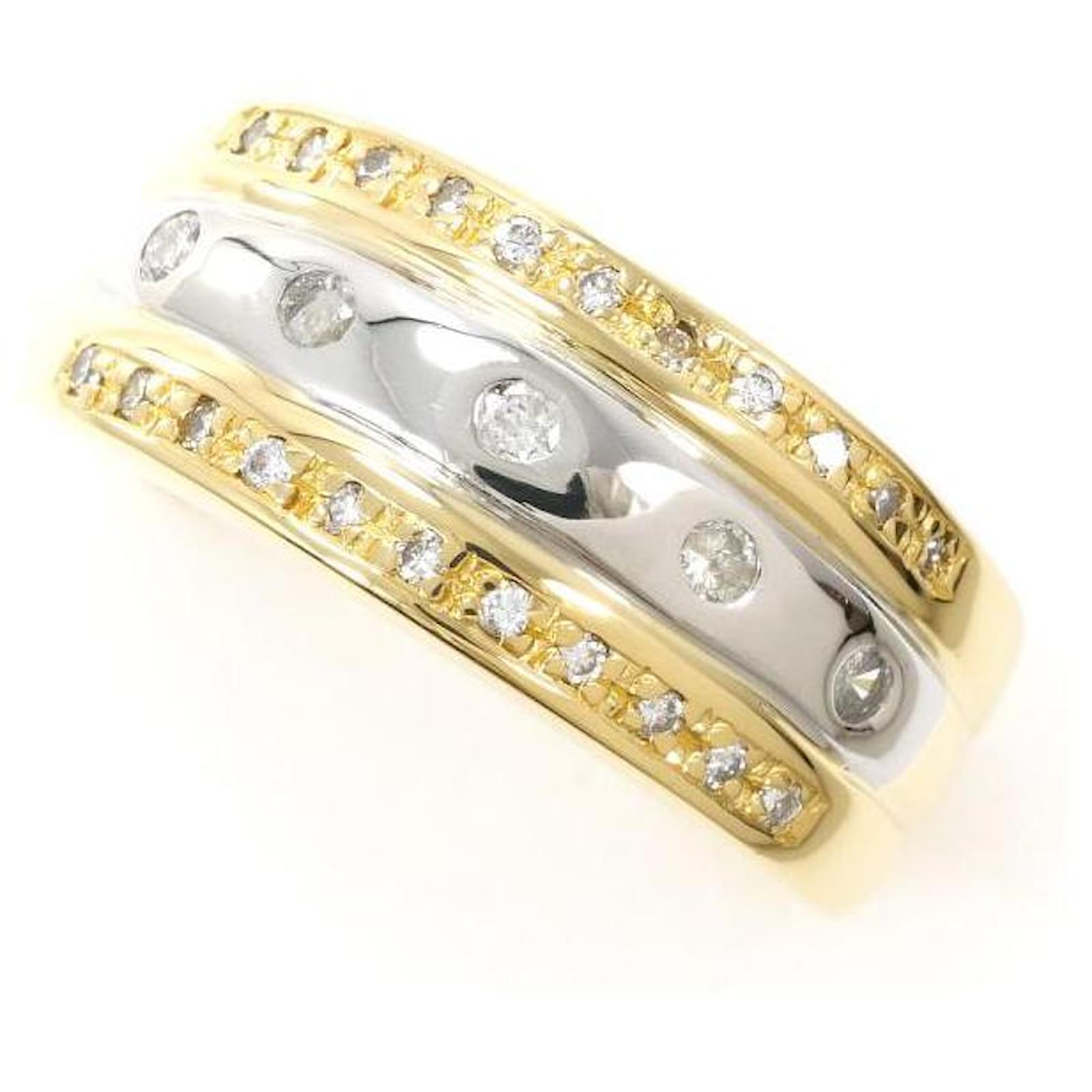 Autre Marque PT850 Platinum K18 Yellow Gold Diamond Ring Size 13 