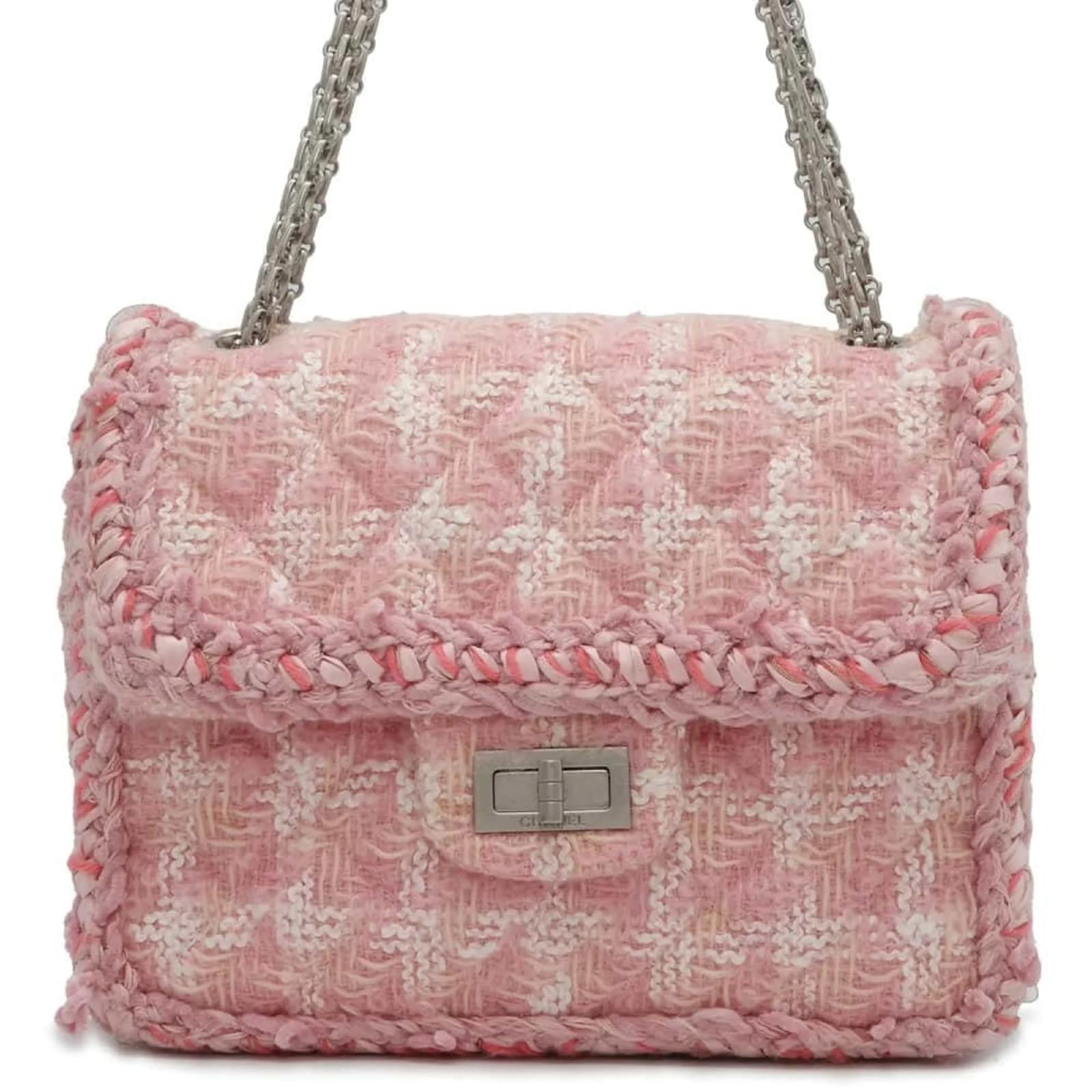 Tweed Chanel Taschen Pink Chanel Tweed Ketten-Schultertasche Pink