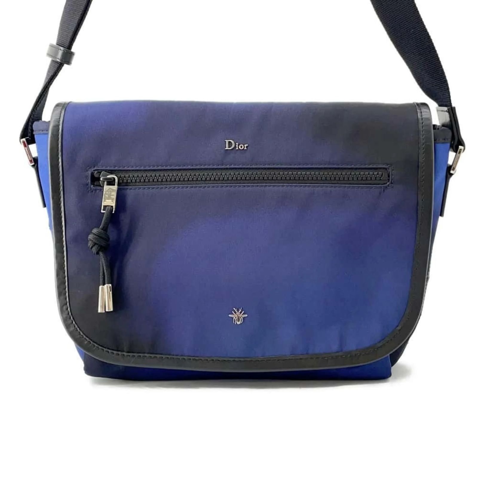 Christian Dior Dior Homme Blue Nylon and Leather Shoulder Bag 