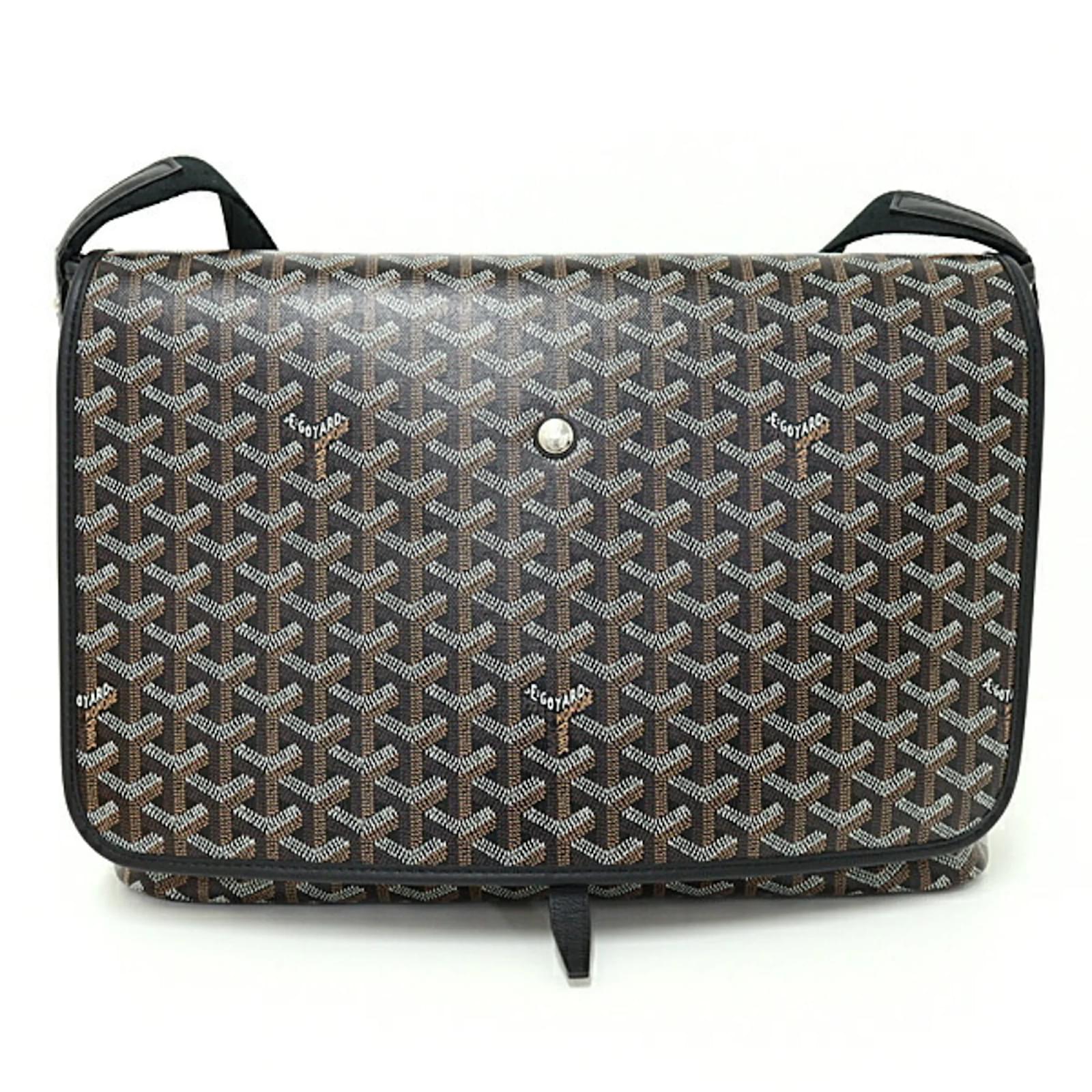 Sac Capesian MM de Goyard Cuir Coton Lin Toile Marron Noir ref