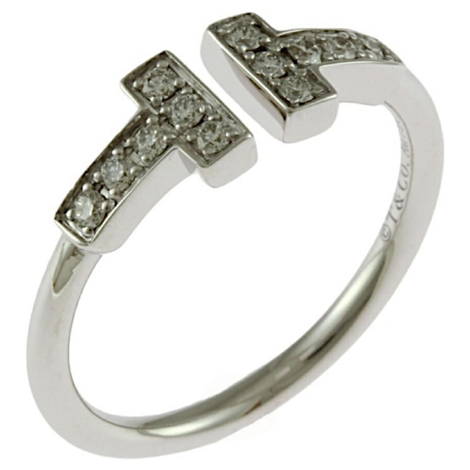 【Tiffany&Co】Tiffany T☆ White Gold 18k Wire 指輪 Tiffany T Collection Diamond 18k White Gold Wire Cuff Band