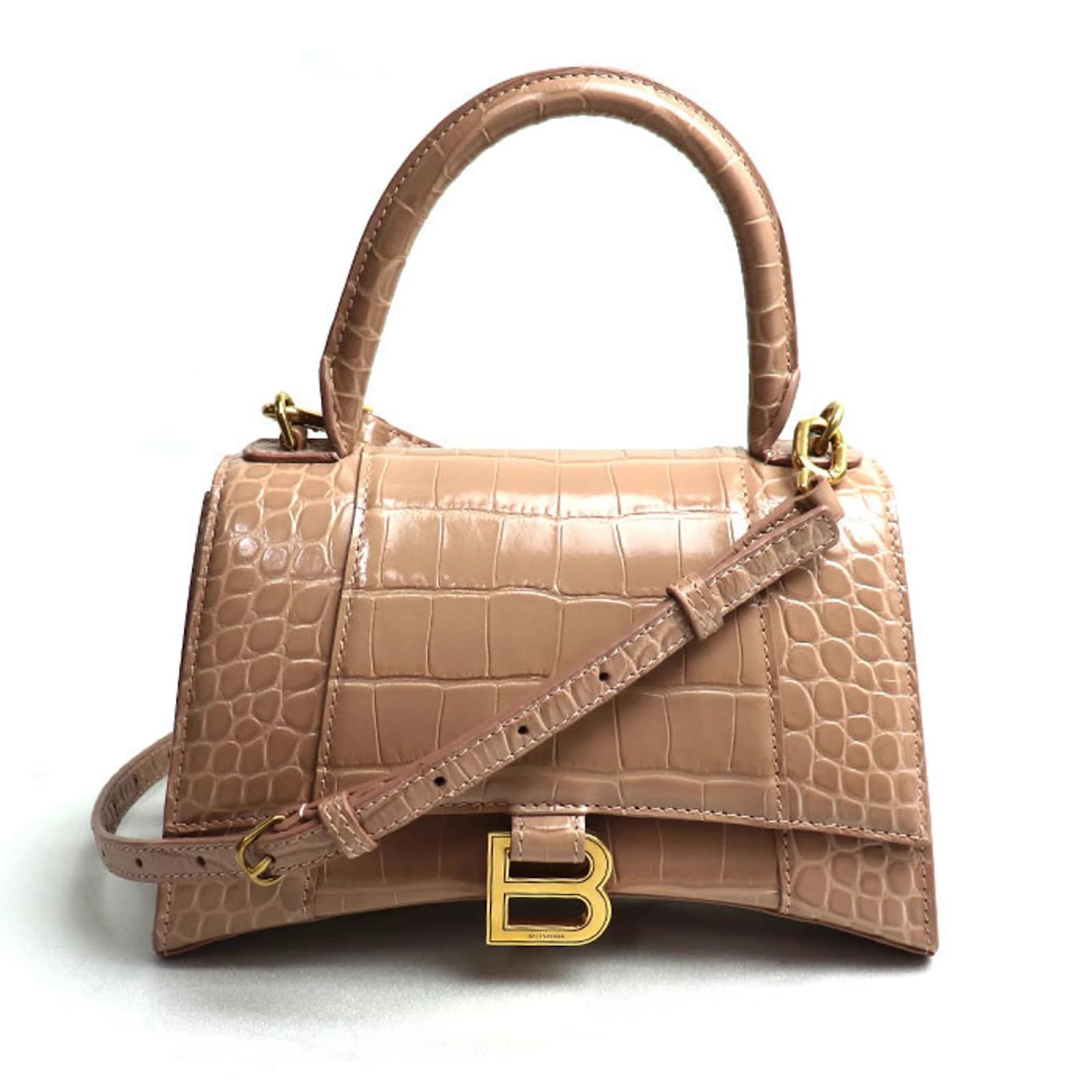 Everyday Balenciaga Hourglass Small Embossed 2 Wege Schultertasche Beige Leder ref.1454941 Joli Closet