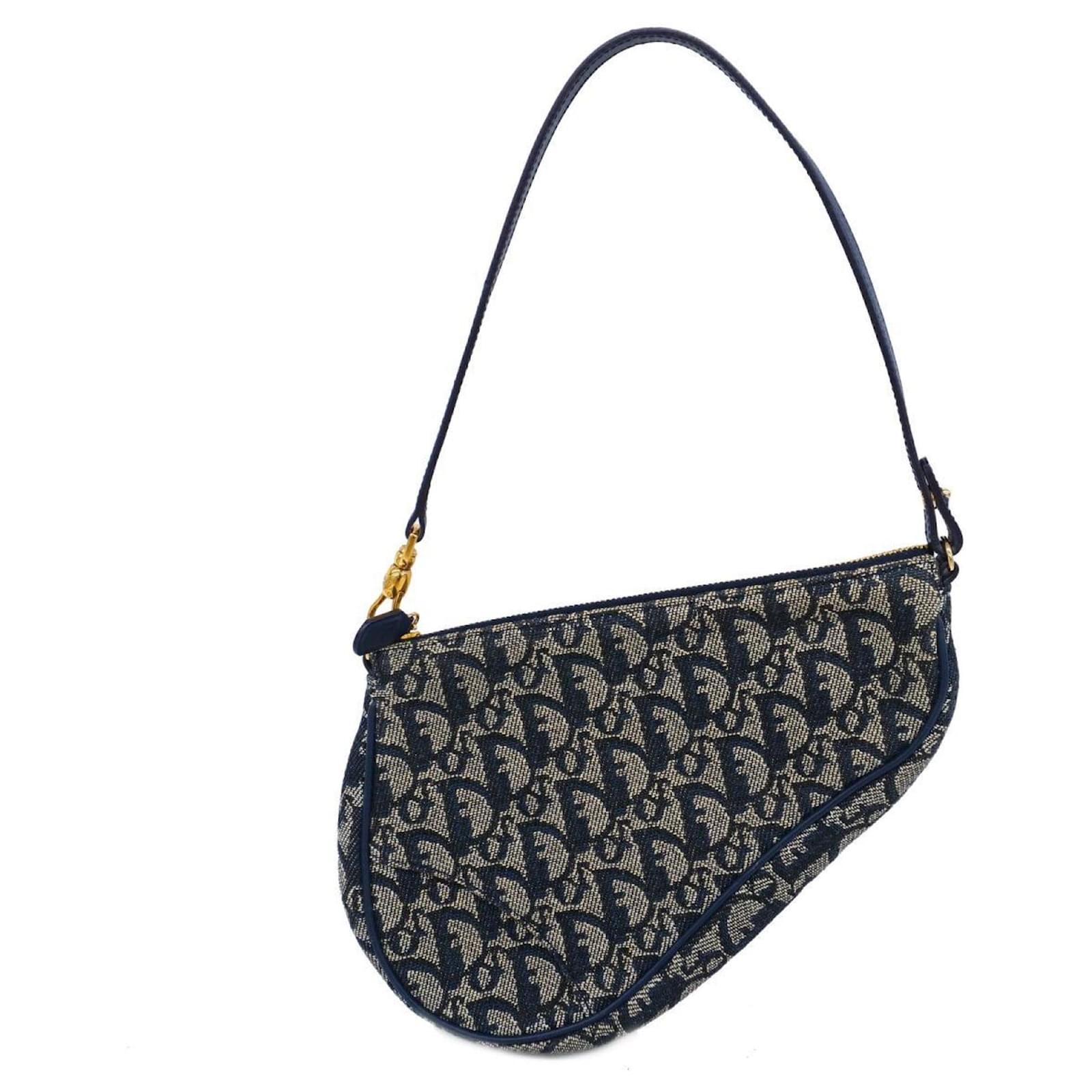 Christian Dior Trotter Saddle Bag Navy blue Cloth ref.1455187