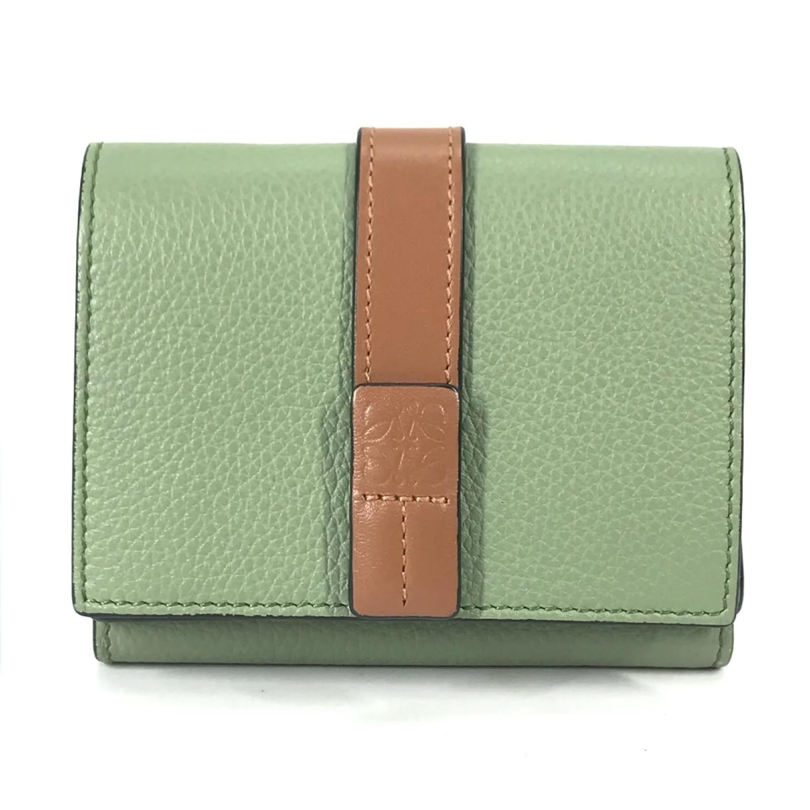 Loewe Anagram Compact Trifold Wallet Green Leather ref