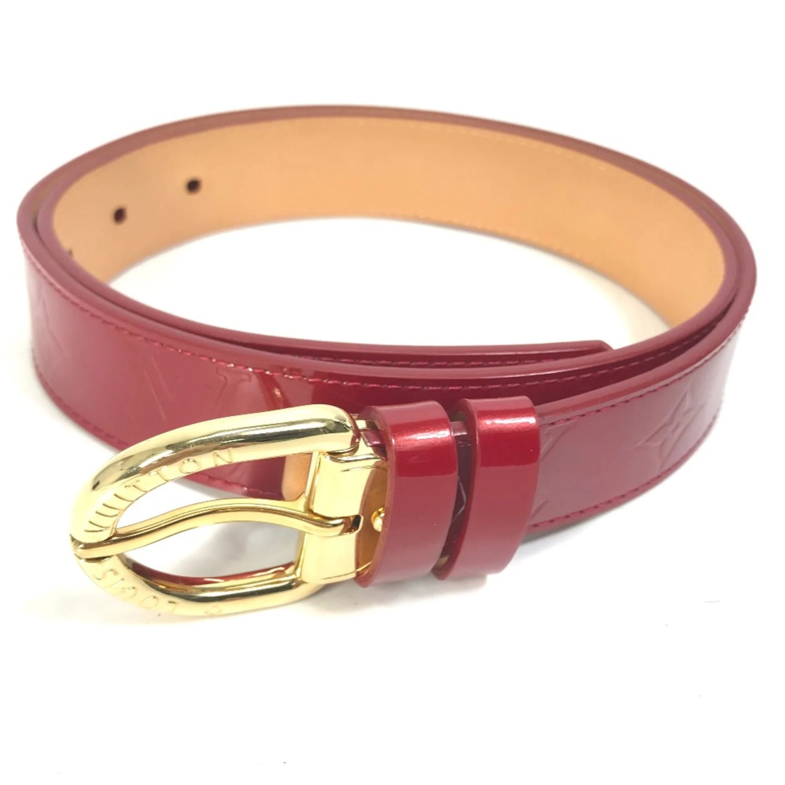 Louis Vuitton Red Monogram Vernis Belt Louis Vuitton Ceinture Vernis Phoenix Orange Sunset Patent  main image 4