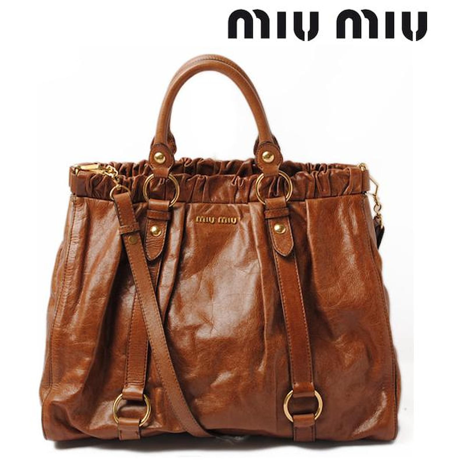 Autre Marque Miu Miu Leather 2way Shoulder Tote Bag VITELLO