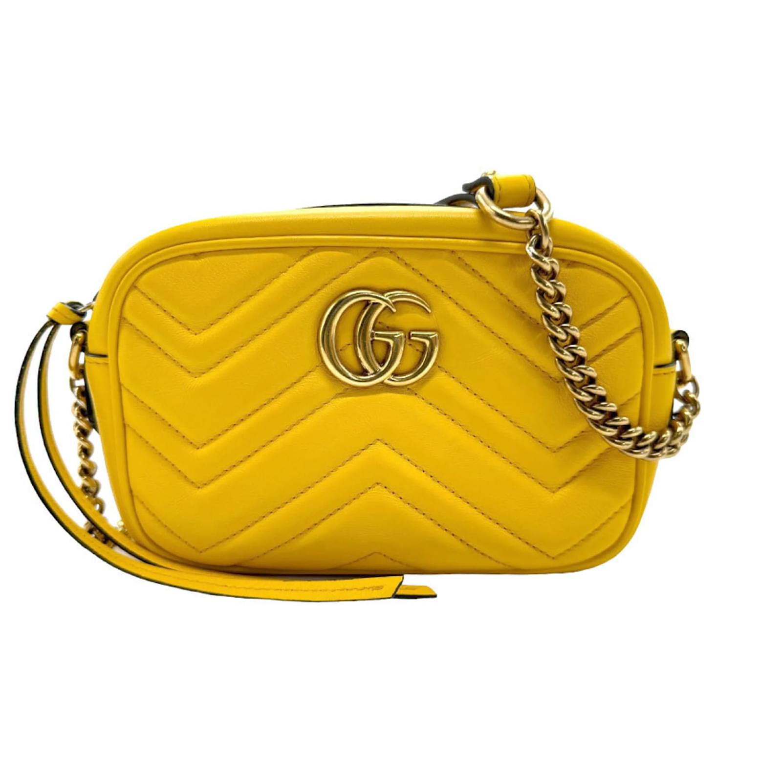 Gucci GG Marmont Leather Shoulder Bag Yellow ref.1461110 Joli Closet