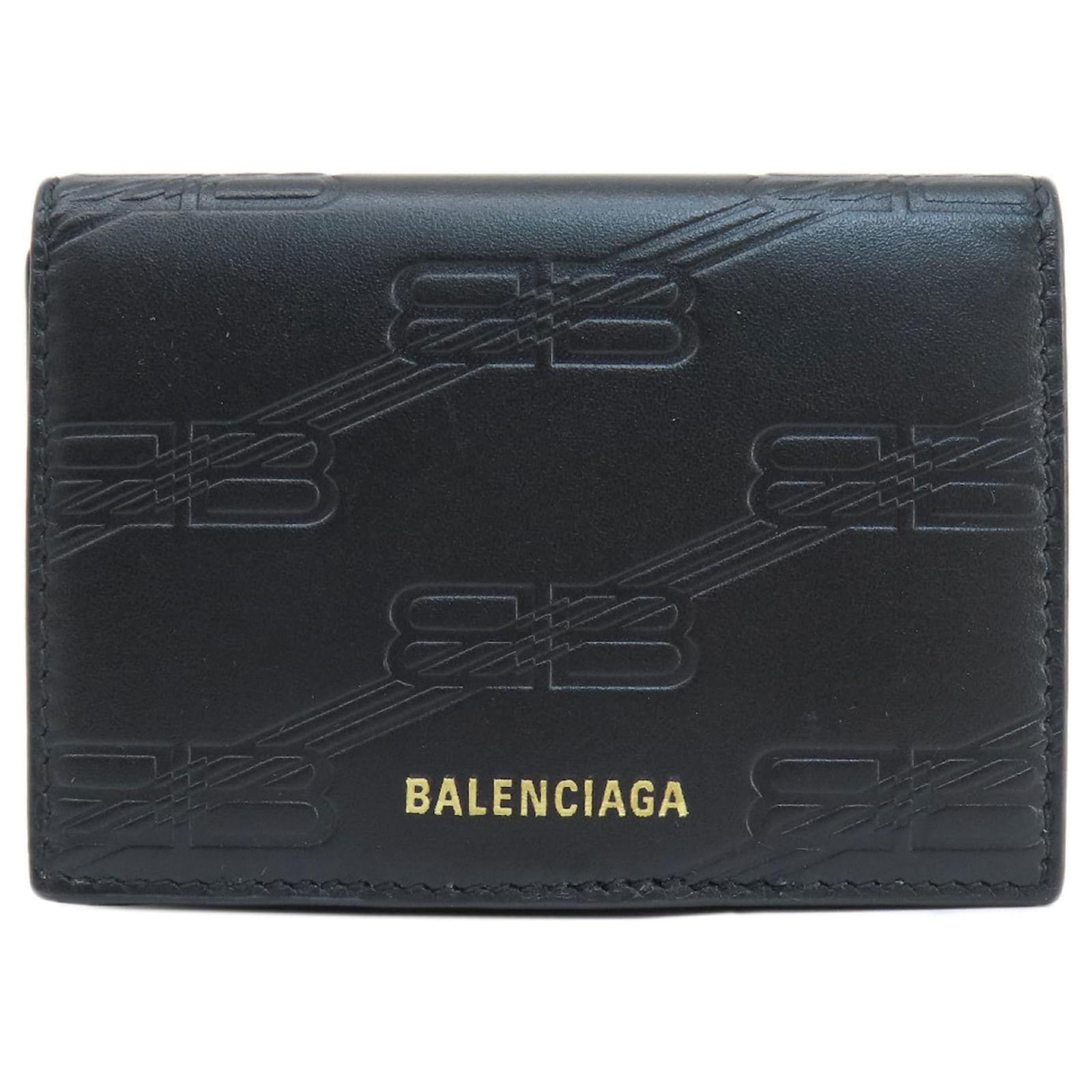 Everyday Balenciaga 717790 BB Monogram Wallet Black Leather ref 