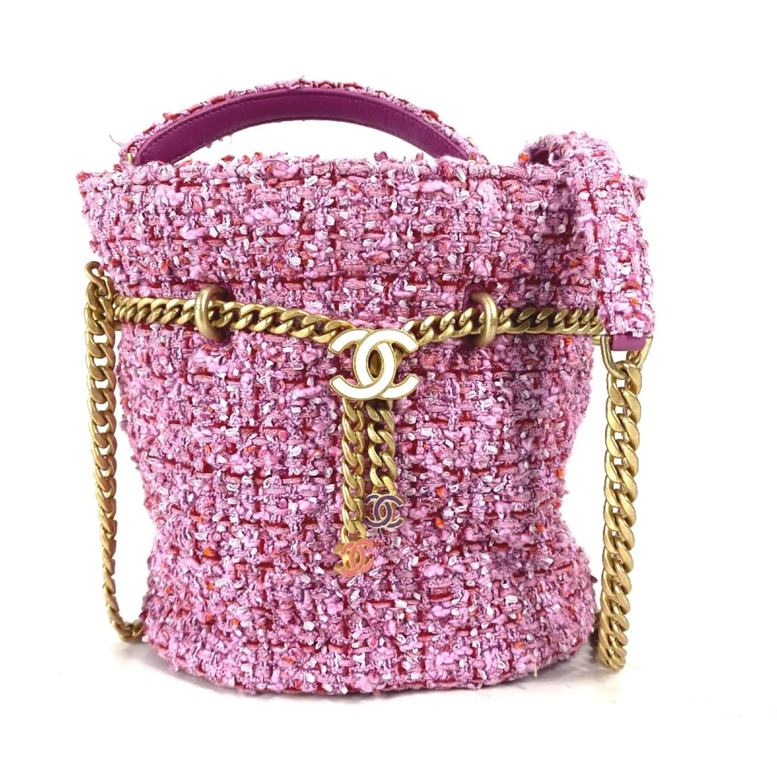 Bolso de hombro de tweed rosa Chanel Joli Closet