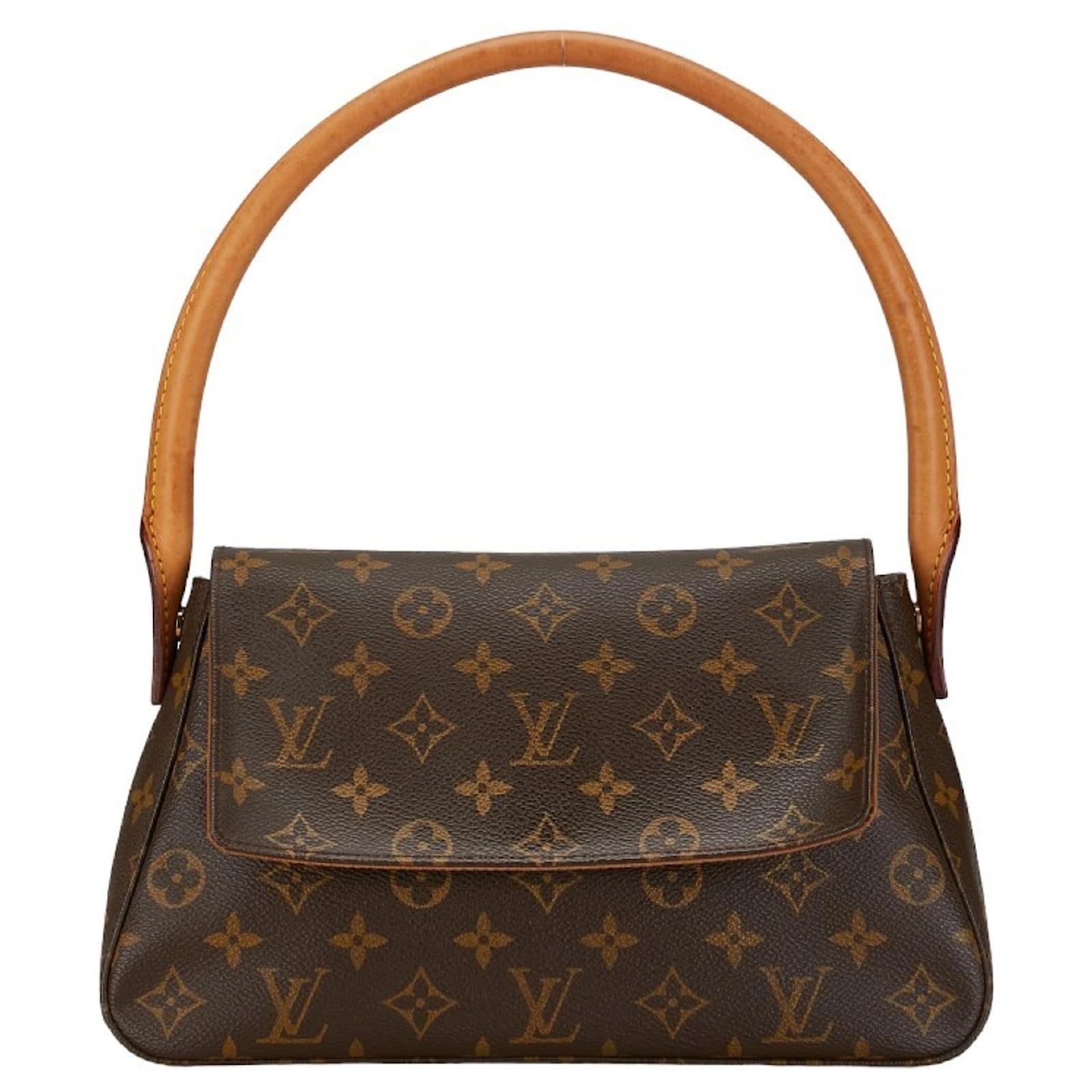 Louis Vuitton Monogram Looping Shoulder Bag Brown Leather Plastic  