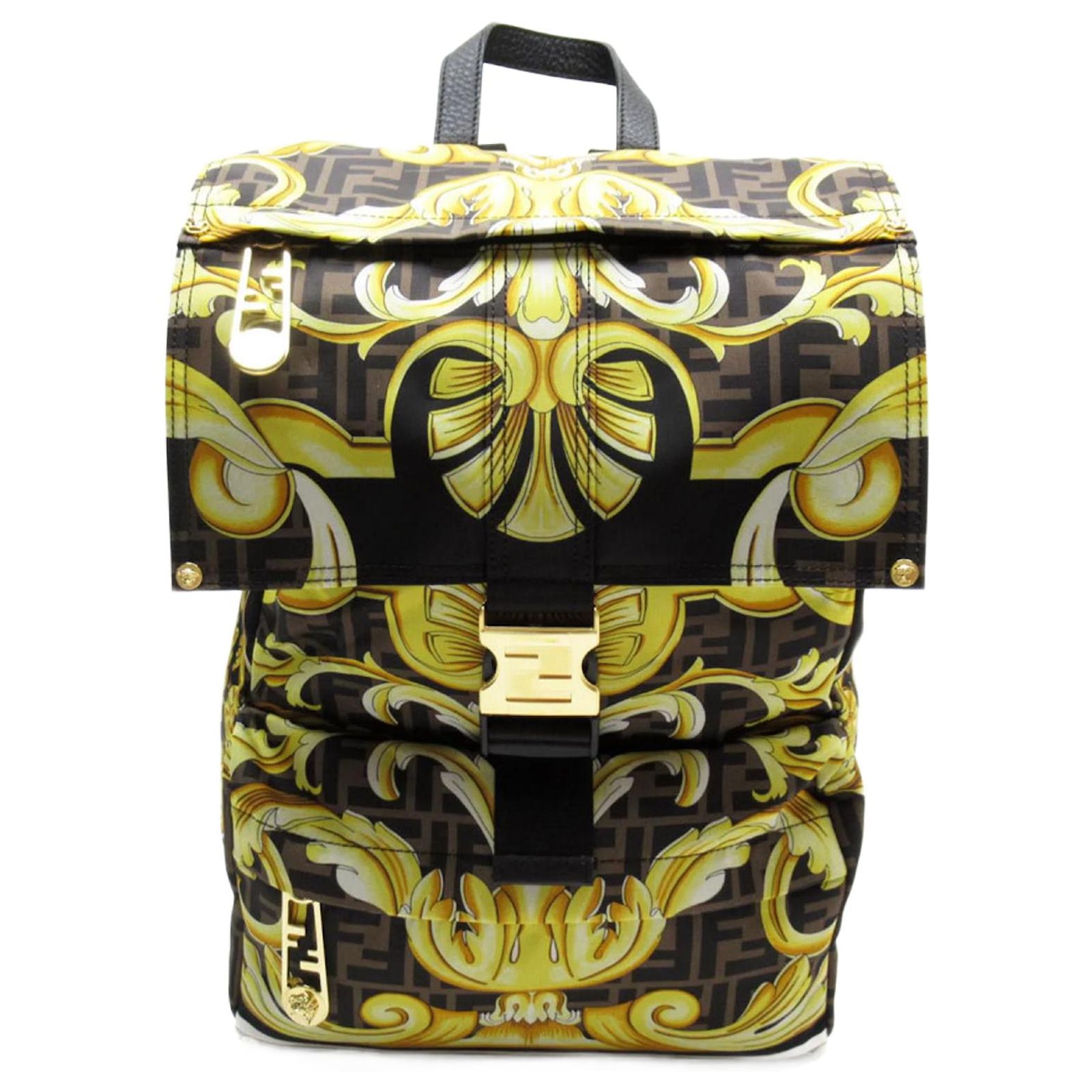 Fendi x Versace Fendace Nylon Backpack Brown Black Golden  display picture 3