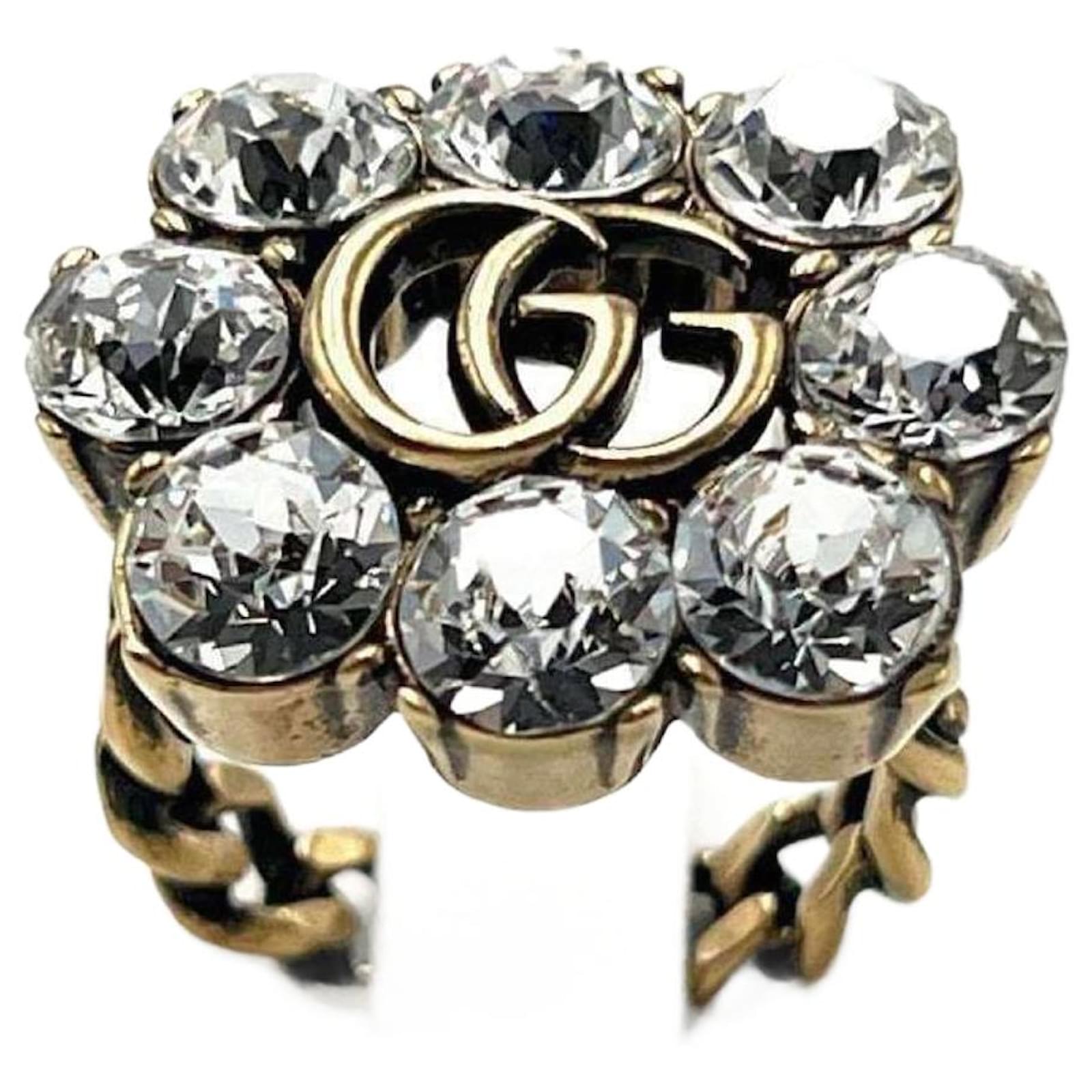 GUCCI Women s Crystal Double G Ring