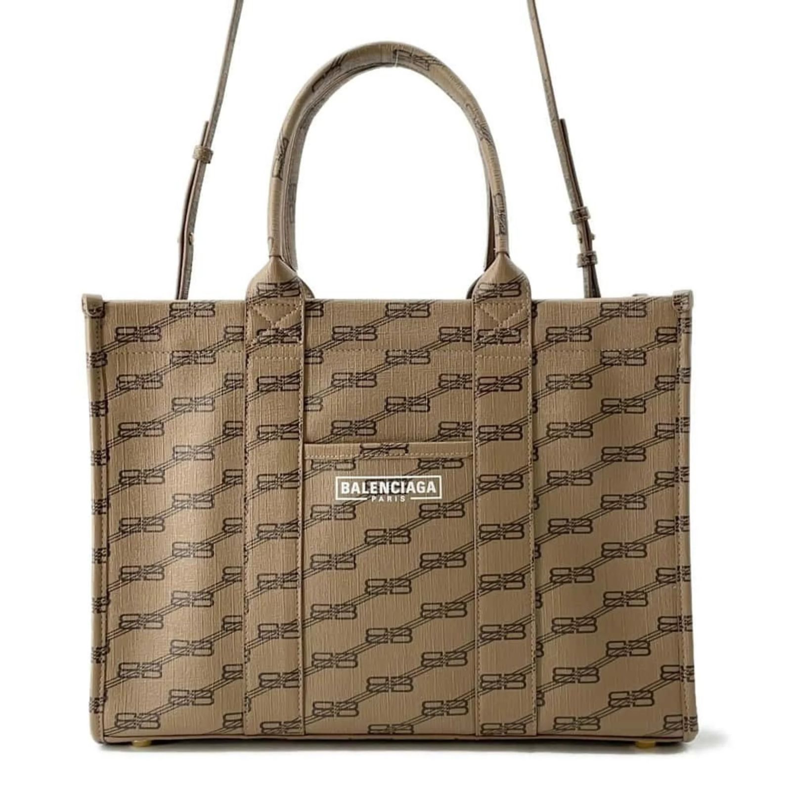 Balenciaga Tote Bag BB Monogram Hardware Black Beige Plastic ref 
