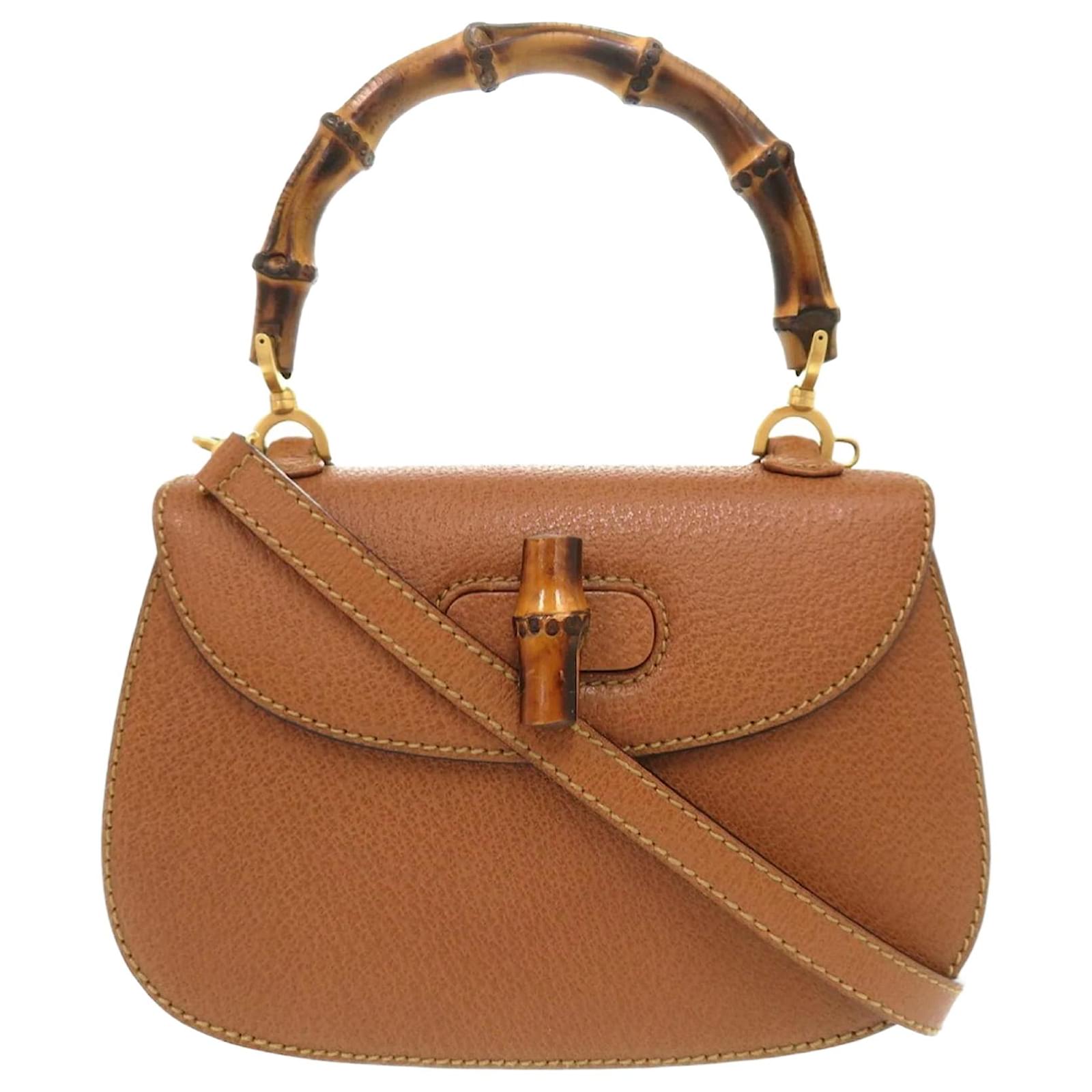 Gucci Bamboo Leather Handbag Brown ref.1464285 - Joli Closet