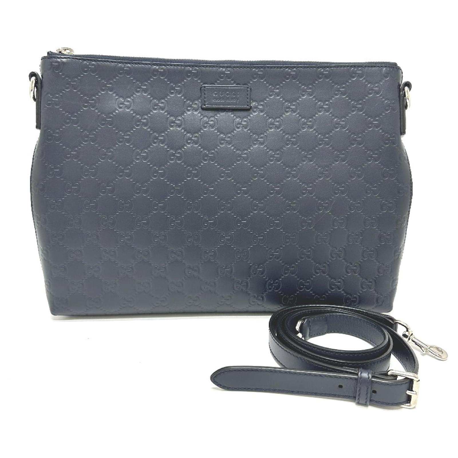 GUCCI バッグ Gucci 473882 Guccissima Navy Shoulder Bag Navy blue Leather ref
