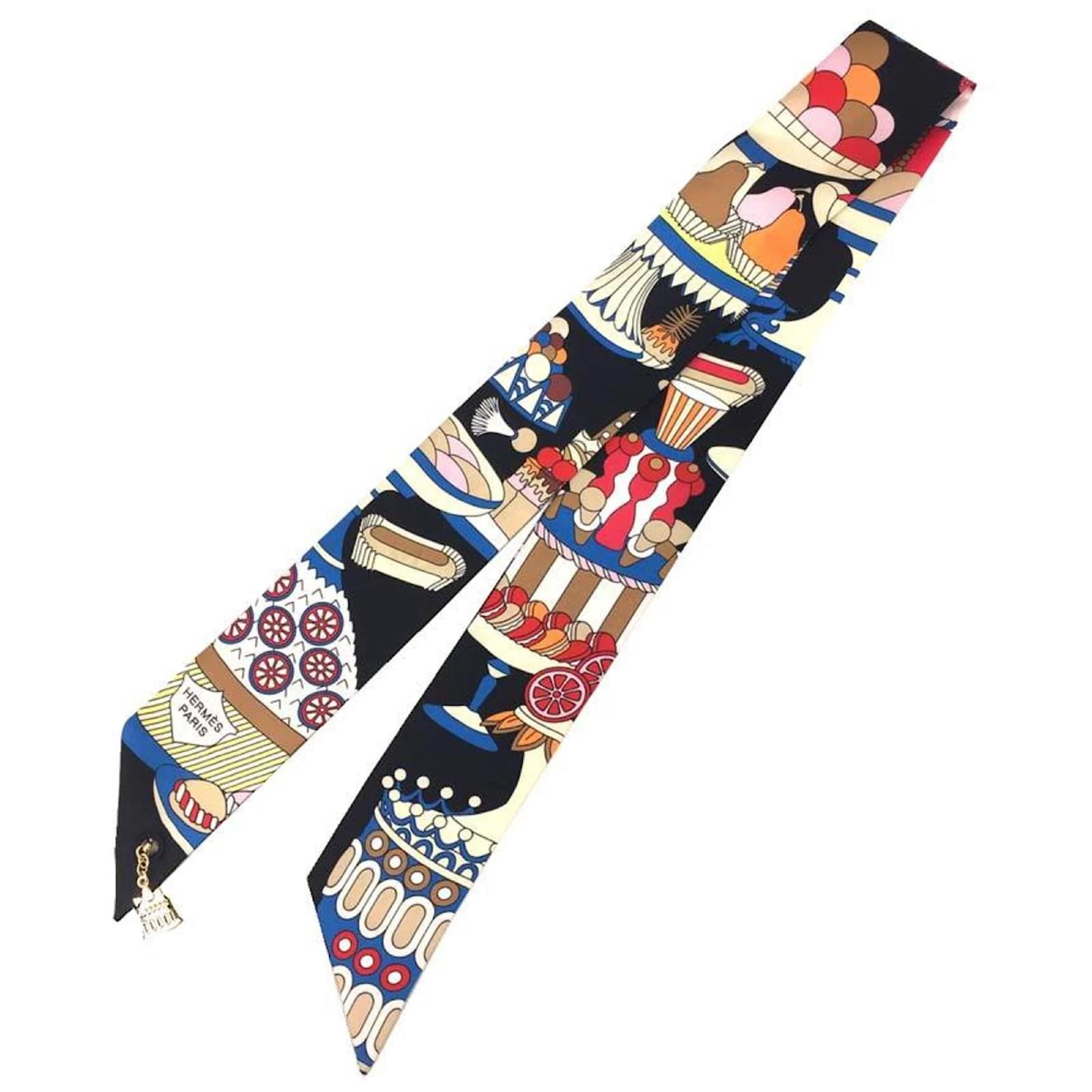 Hermès Hermes Twilly Charm La Patisserie Francaise Scarf Black