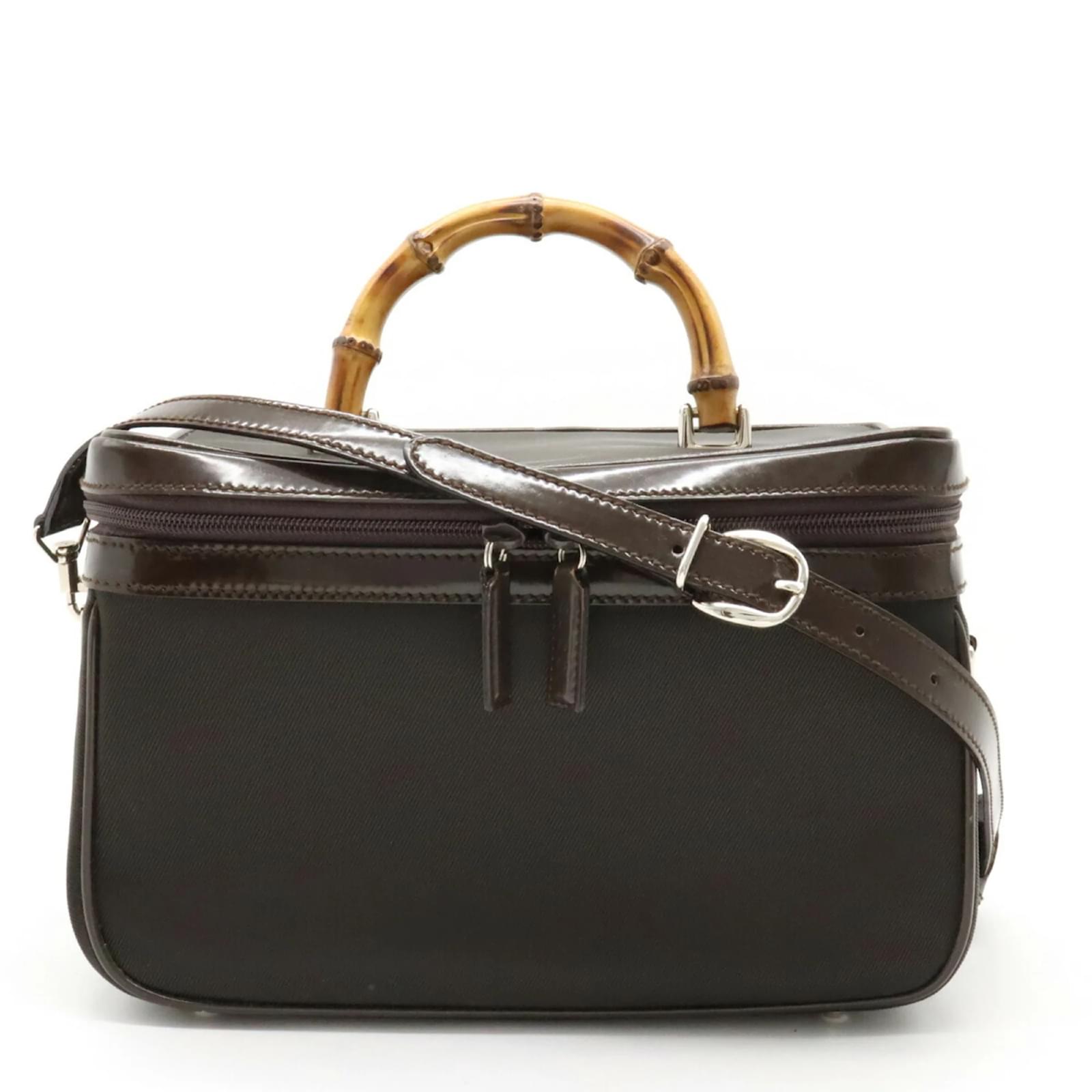 Gucci Bamboo Vanity Bag Brown Patent leather Cloth ref.1465172