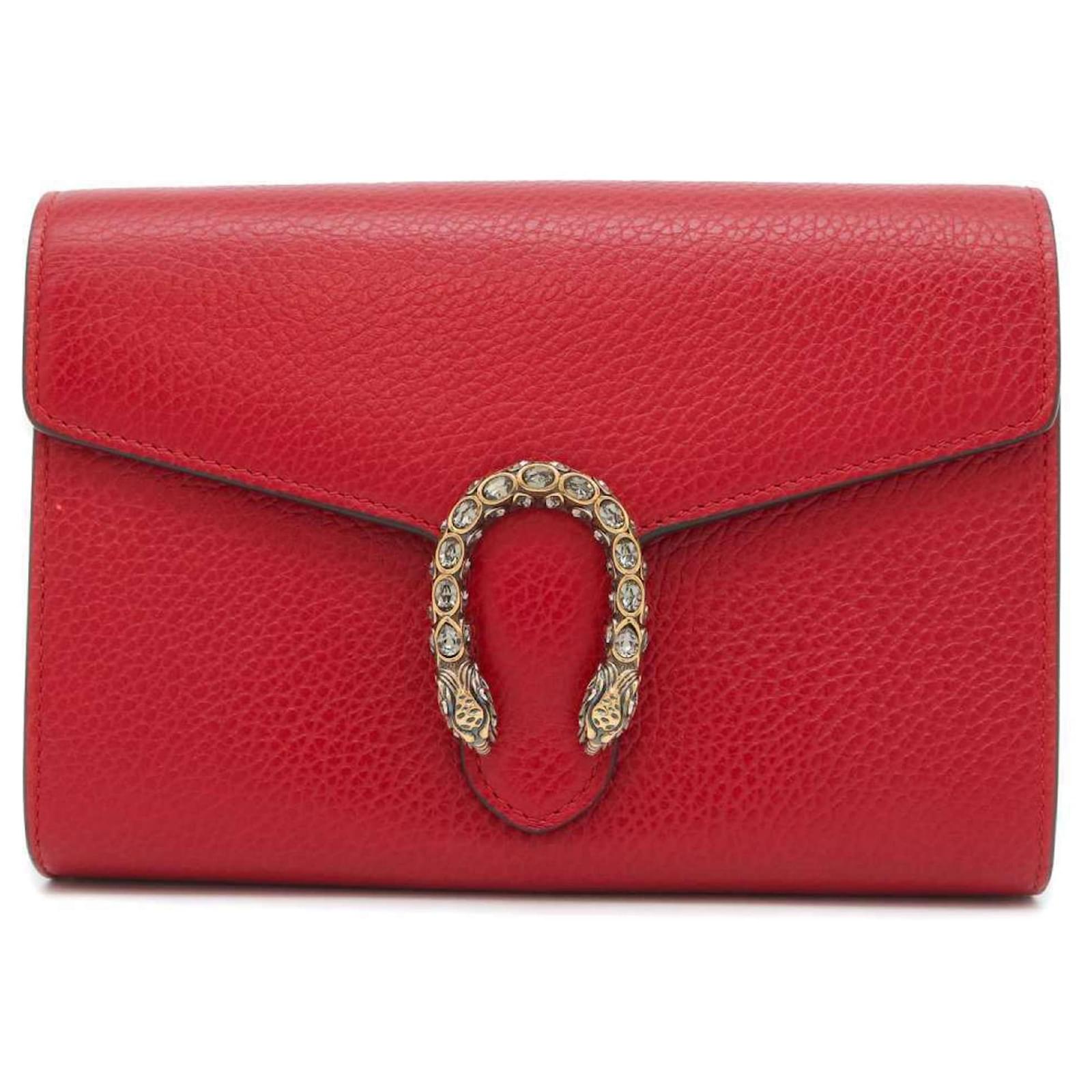 Gucci Chain Wallet Dionysus Leather 401231 Red Joli