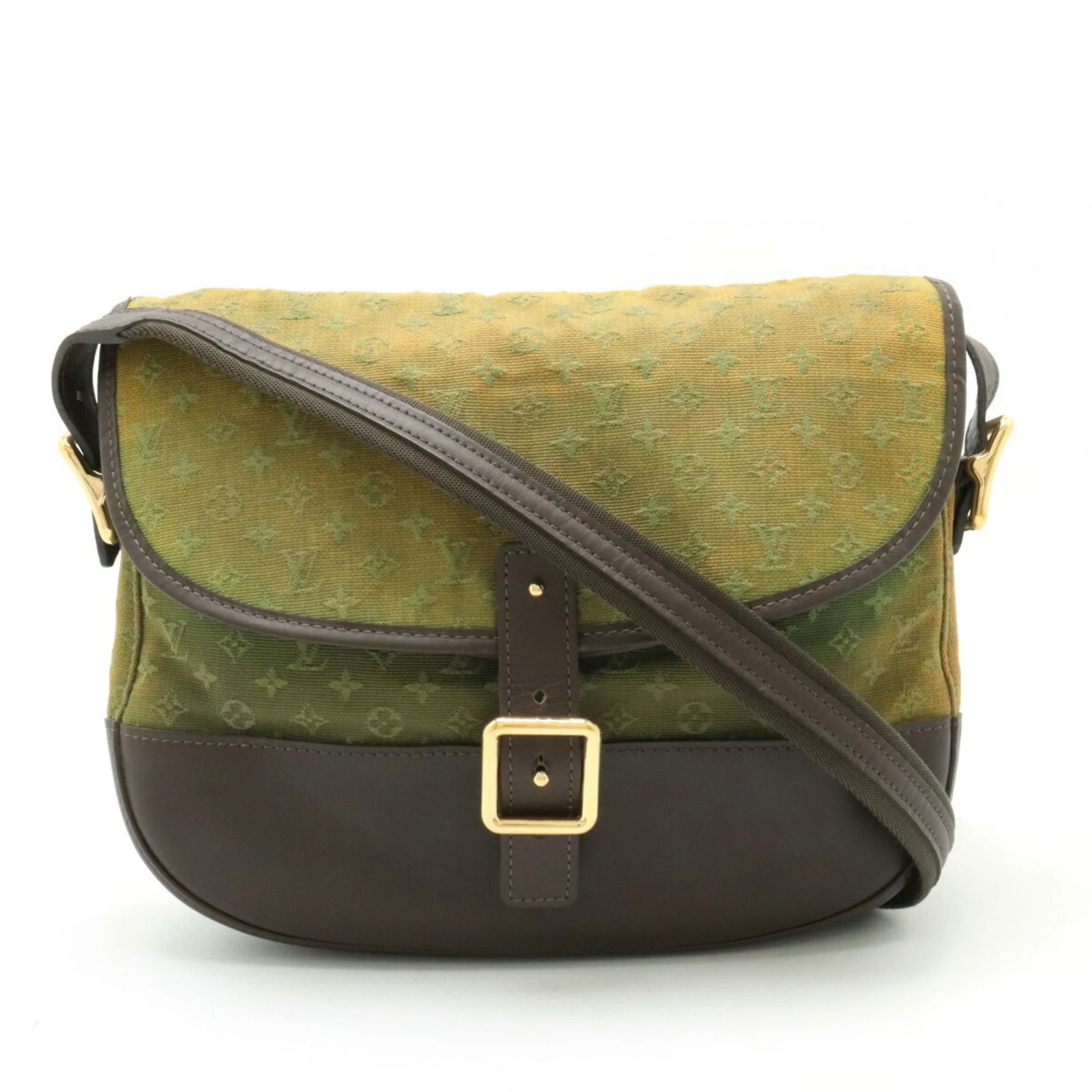 Louis Vuitton Monogram Shoulder Bag Khaki Leather Cloth ref 