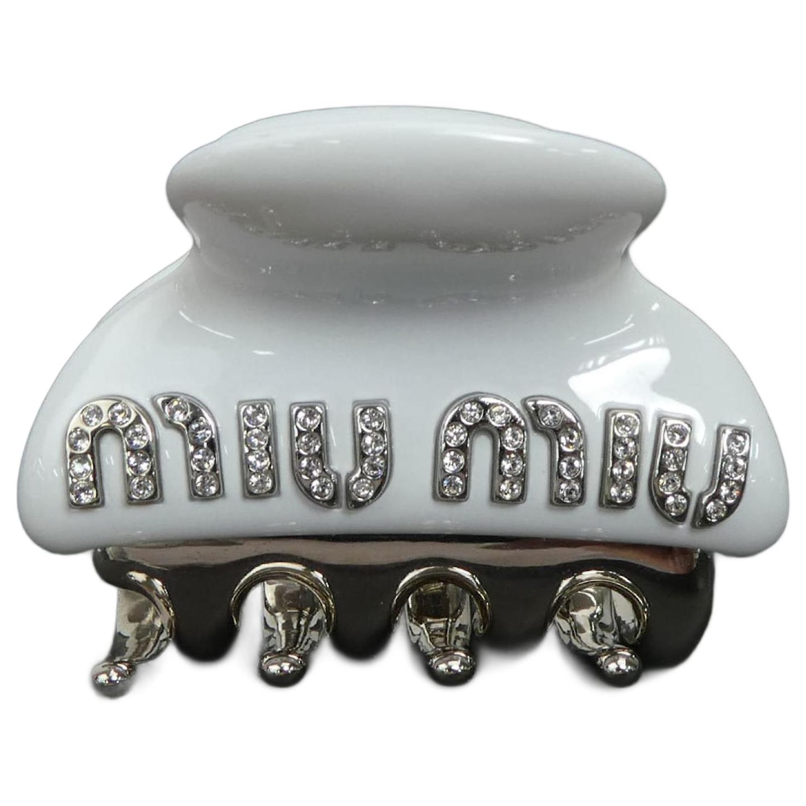 Miu Miu Silver Hair clip Miu Miu Plexiglas And Metal Hair Clip In Silver Metal  main image 2