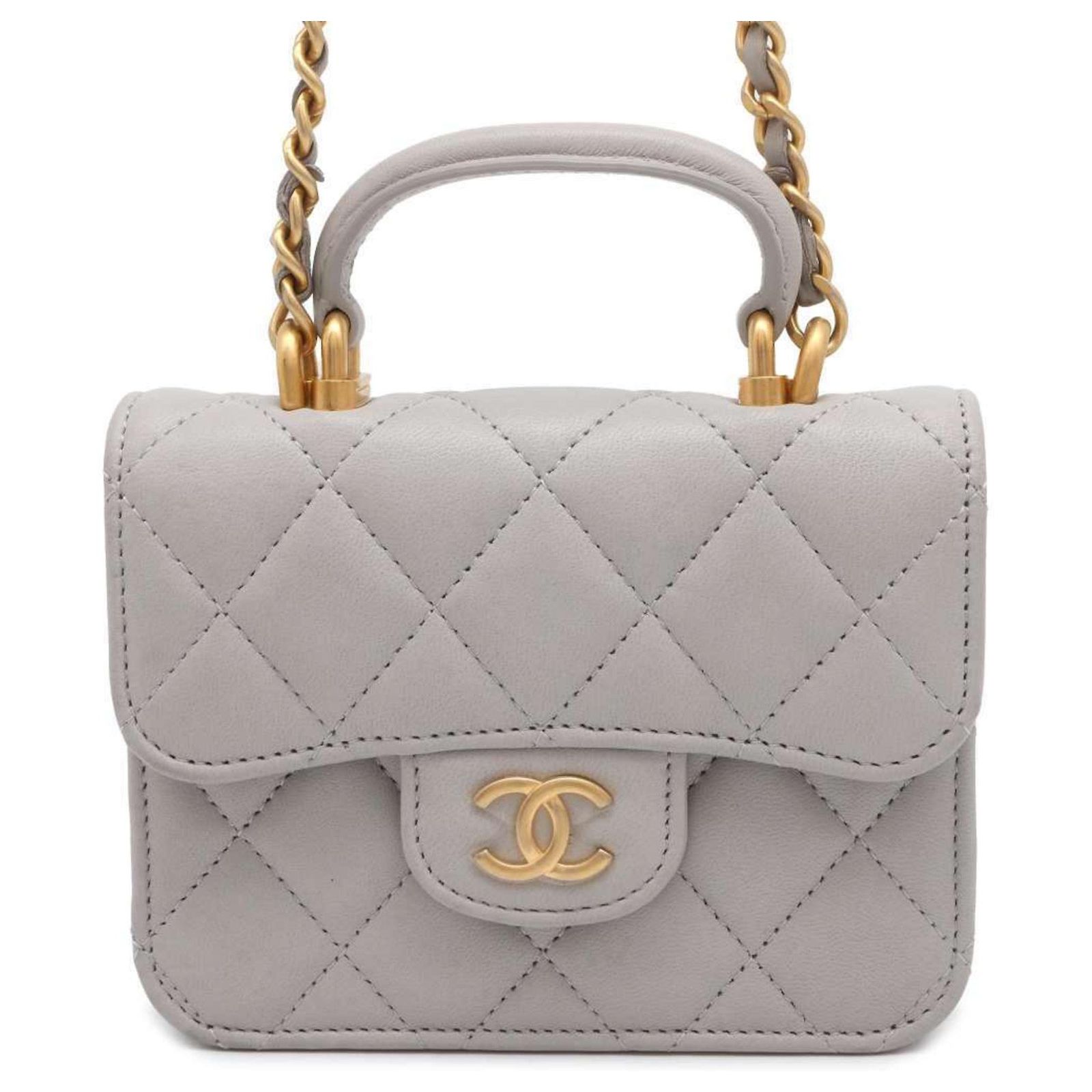 Chanel Chain Wallet Matelasse Coco Mark Flap Coin Purse Brown 