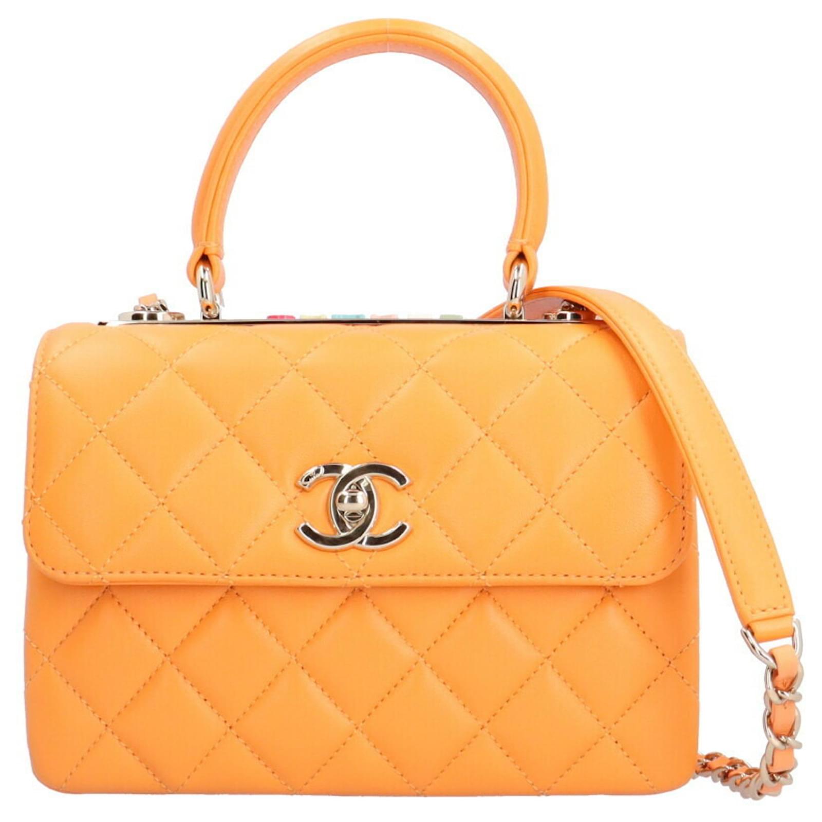 Chanel Matelasse Leather Shoulder Bag Orange ref.JC1466071 (Sold