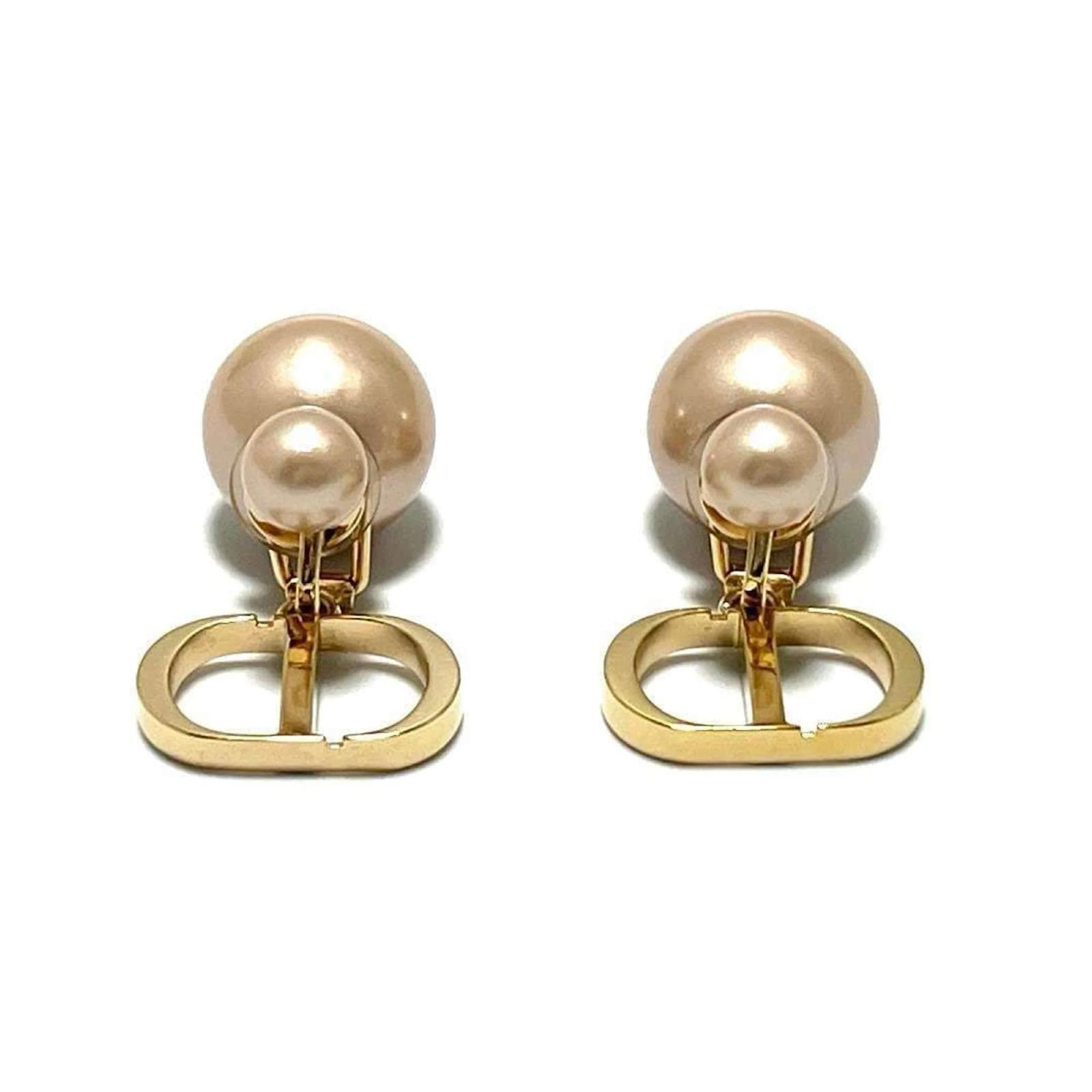 Christian Dior Tribales Clip Earrings in Pink Metal Pearl ref